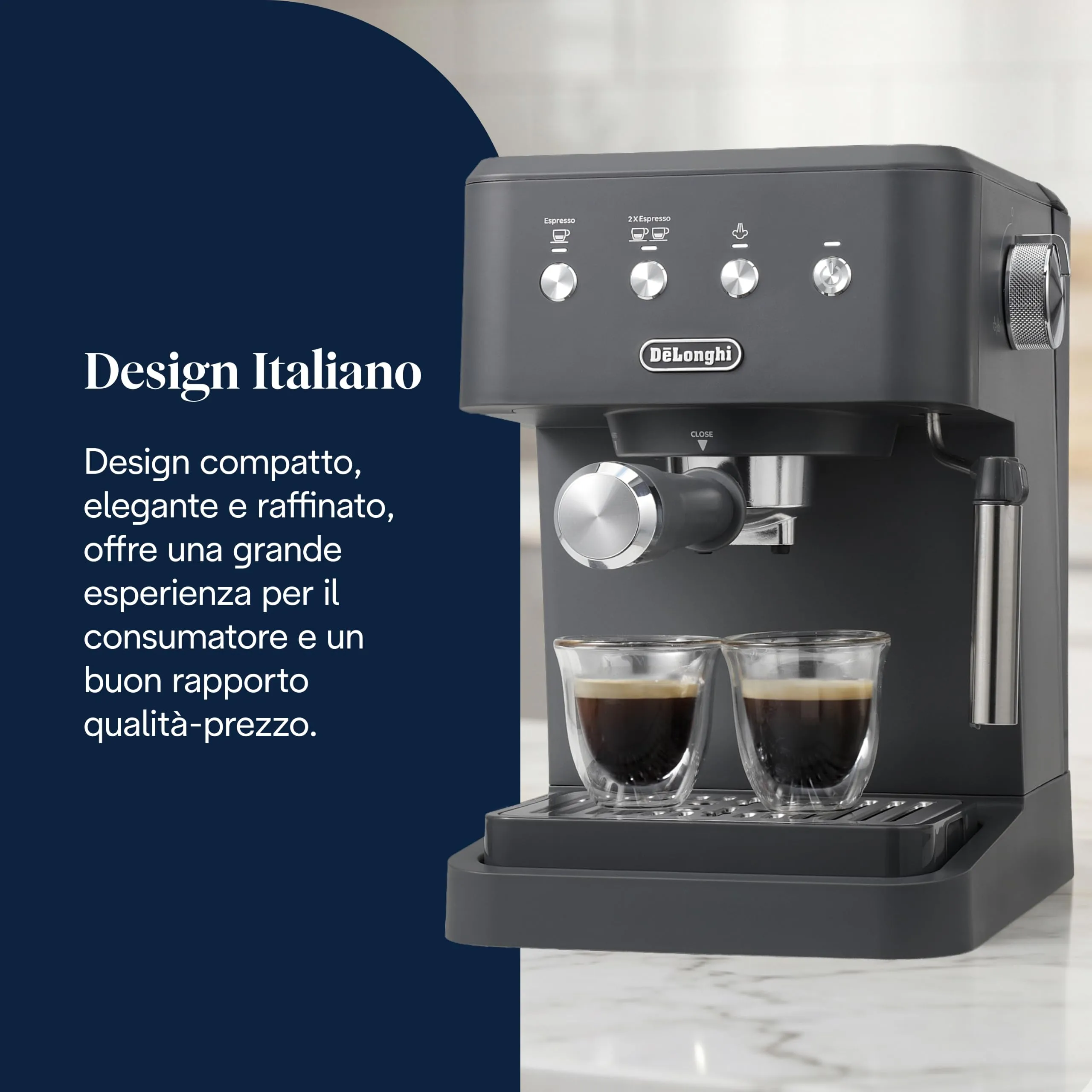 De'Longhi Classic Macchina da Caffè Espresso Montalatte Manuale Grigio EM352.G - immagine 2