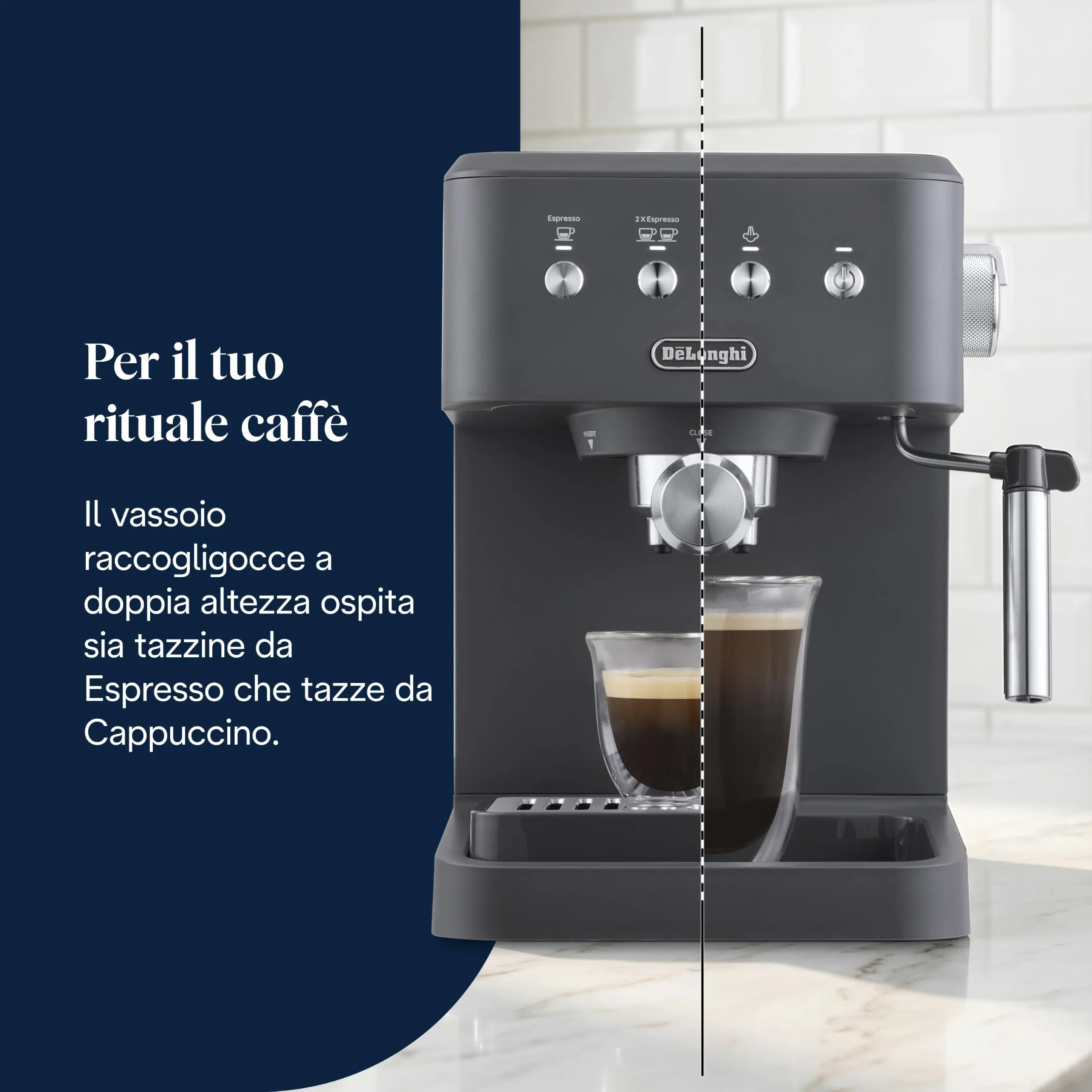 De'Longhi Classic Macchina da Caffè Espresso Montalatte Manuale Grigio EM352.G - immagine 6
