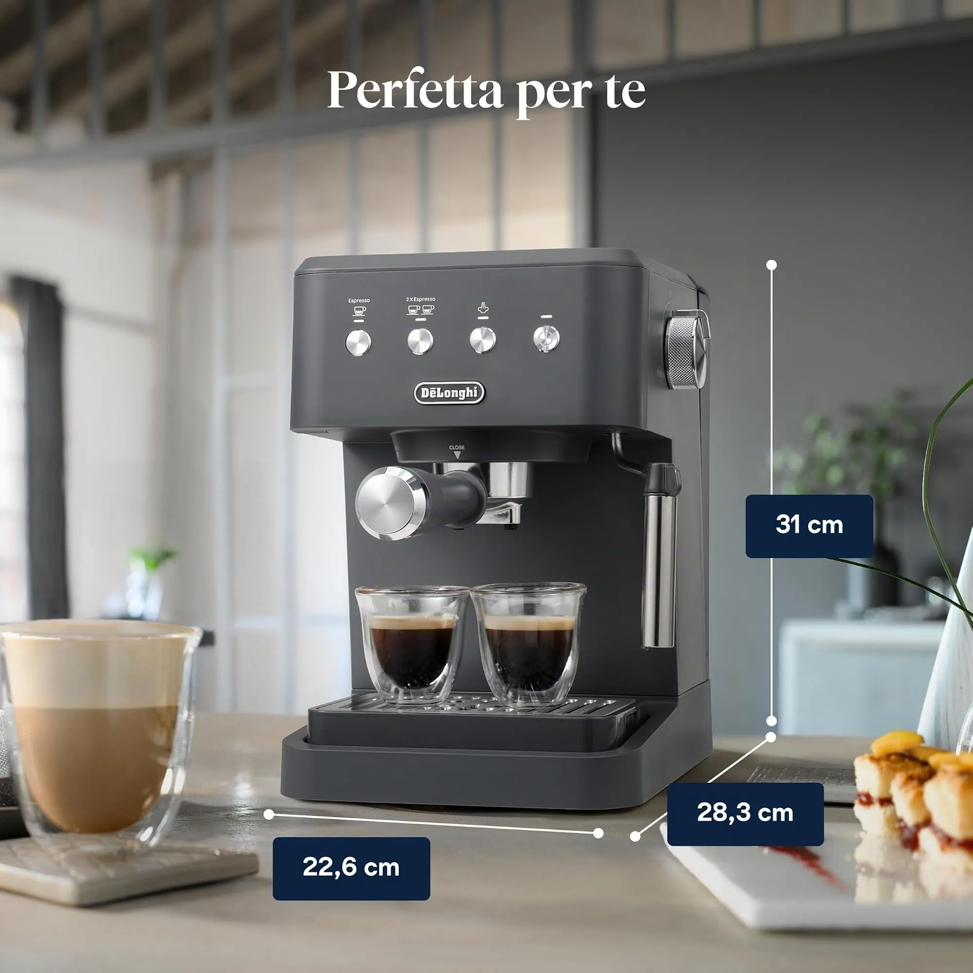De'Longhi Classic Macchina da Caffè Espresso Montalatte Manuale Grigio EM352.G - immagine 7