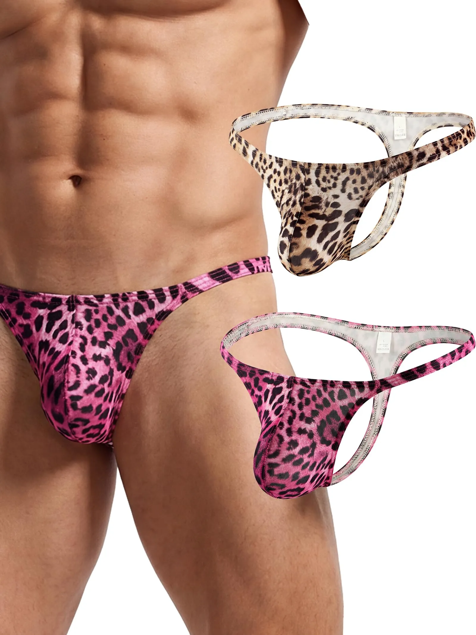 Eagerlove Perizoma Uomo Leopardato Marrone/Rosa XL - immagine 1