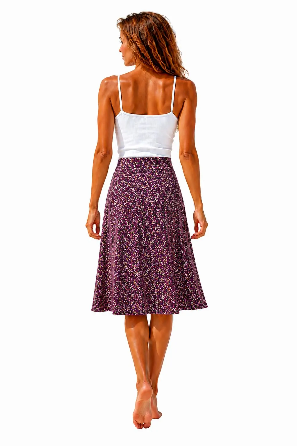 Van Der Rich Gonna Floreale con Elastico in Vita Donna - Piccolo Fiore, S-M - immagine 2