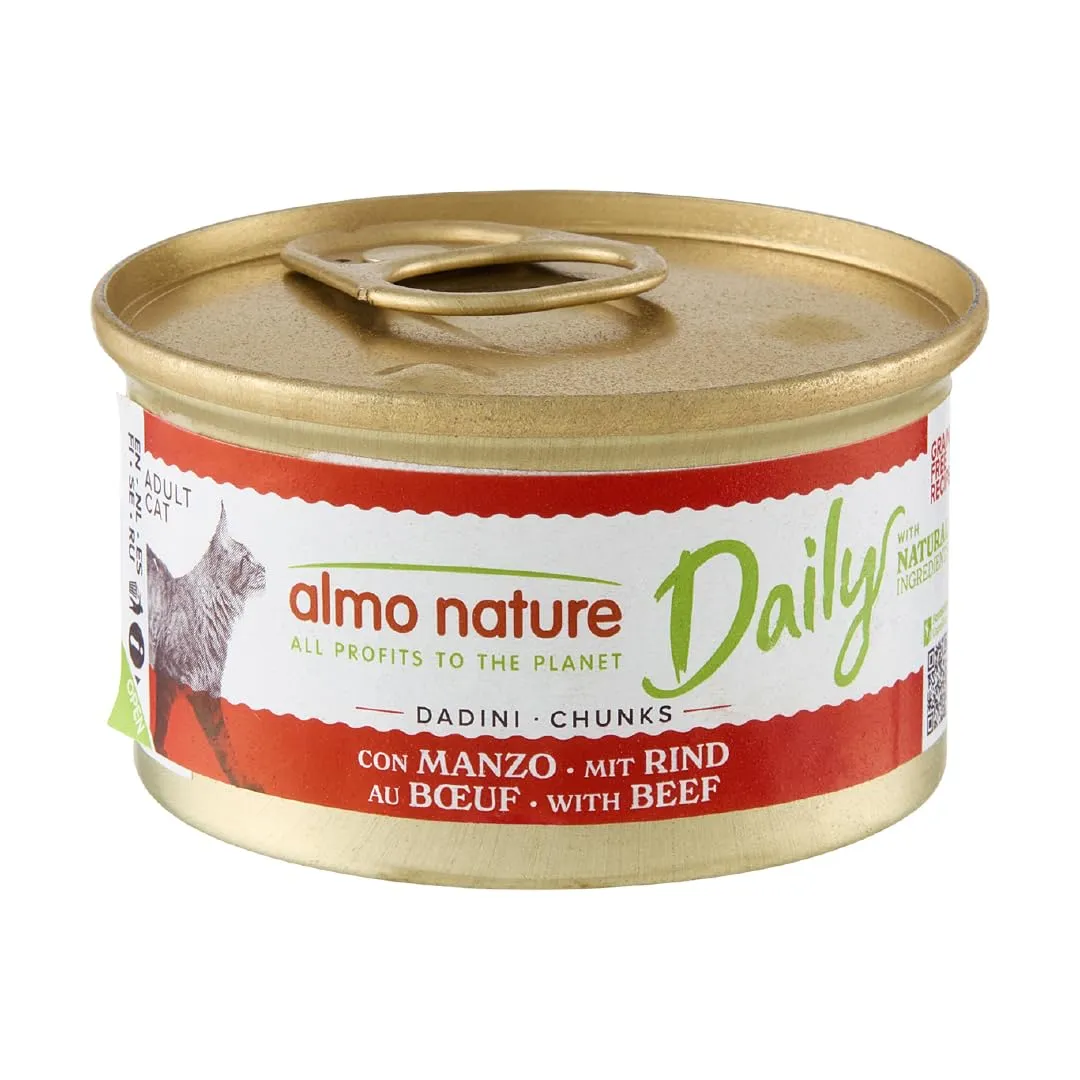 Almo Nature Daily Cibo Umido per Gatti Adulti Dadini Manzo 85 g, 24 pezzi - immagine 1