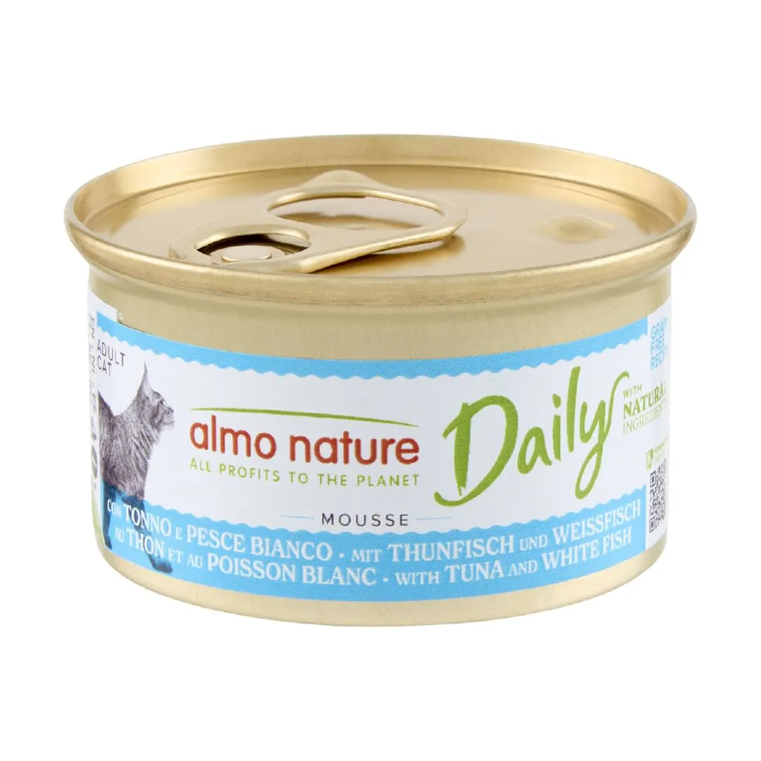 Almo Nature Daily Cibo Umido per Gatti Adulti Mousse Tonno e Pesce Bianco 85 g (24 pezzi) - immagine 1