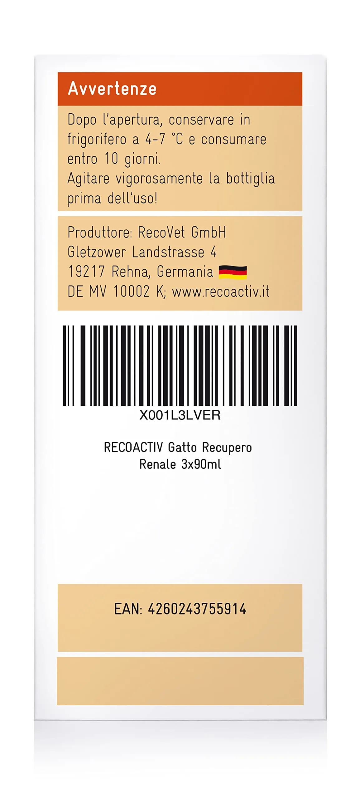 RECOACTIV Recovery Renale per gatti, 3 x 90 ml - immagine 4