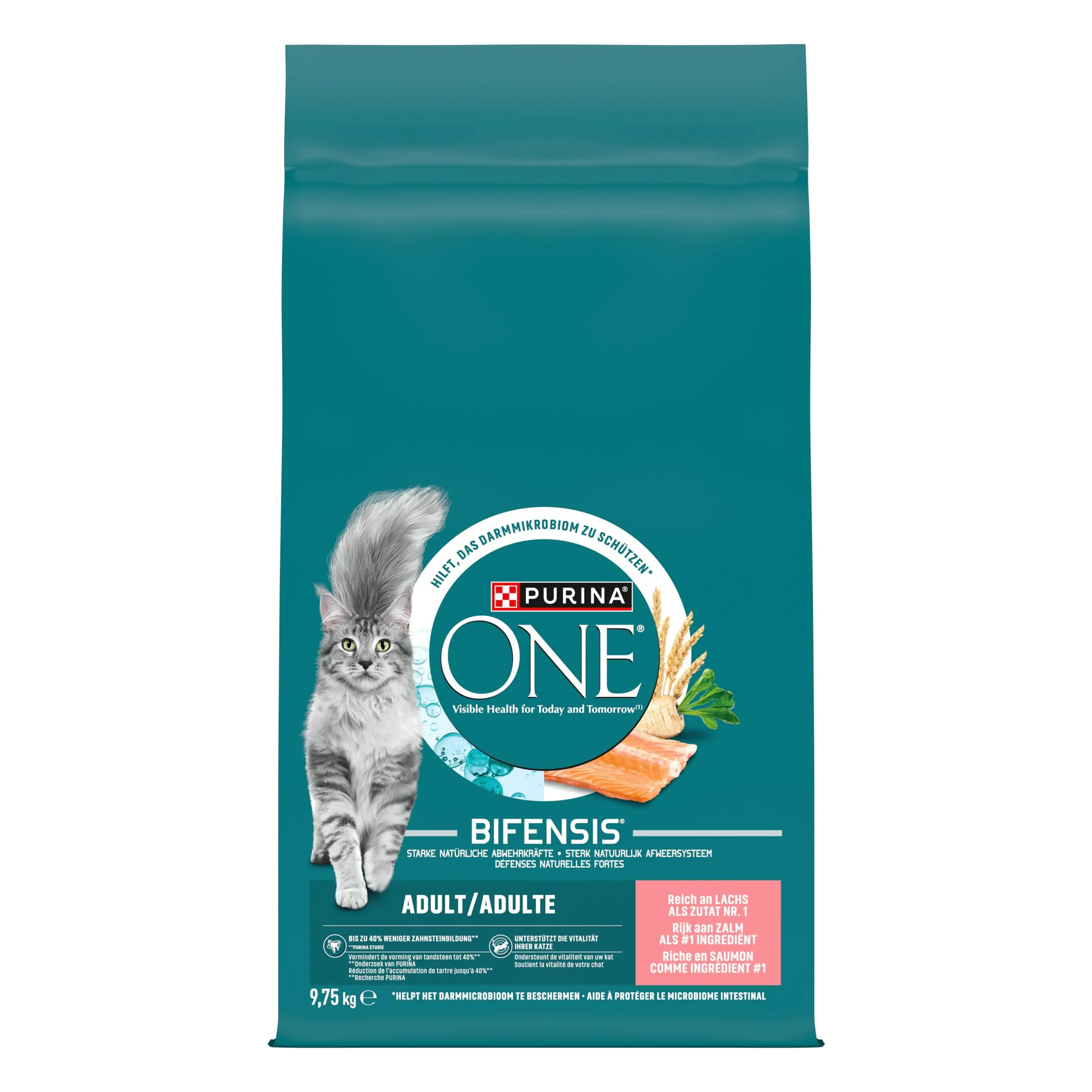 Purina One Bifensis Crocchette Gatto Adulto Salmone e Cereali Integrali, 9.75 kg - immagine 2
