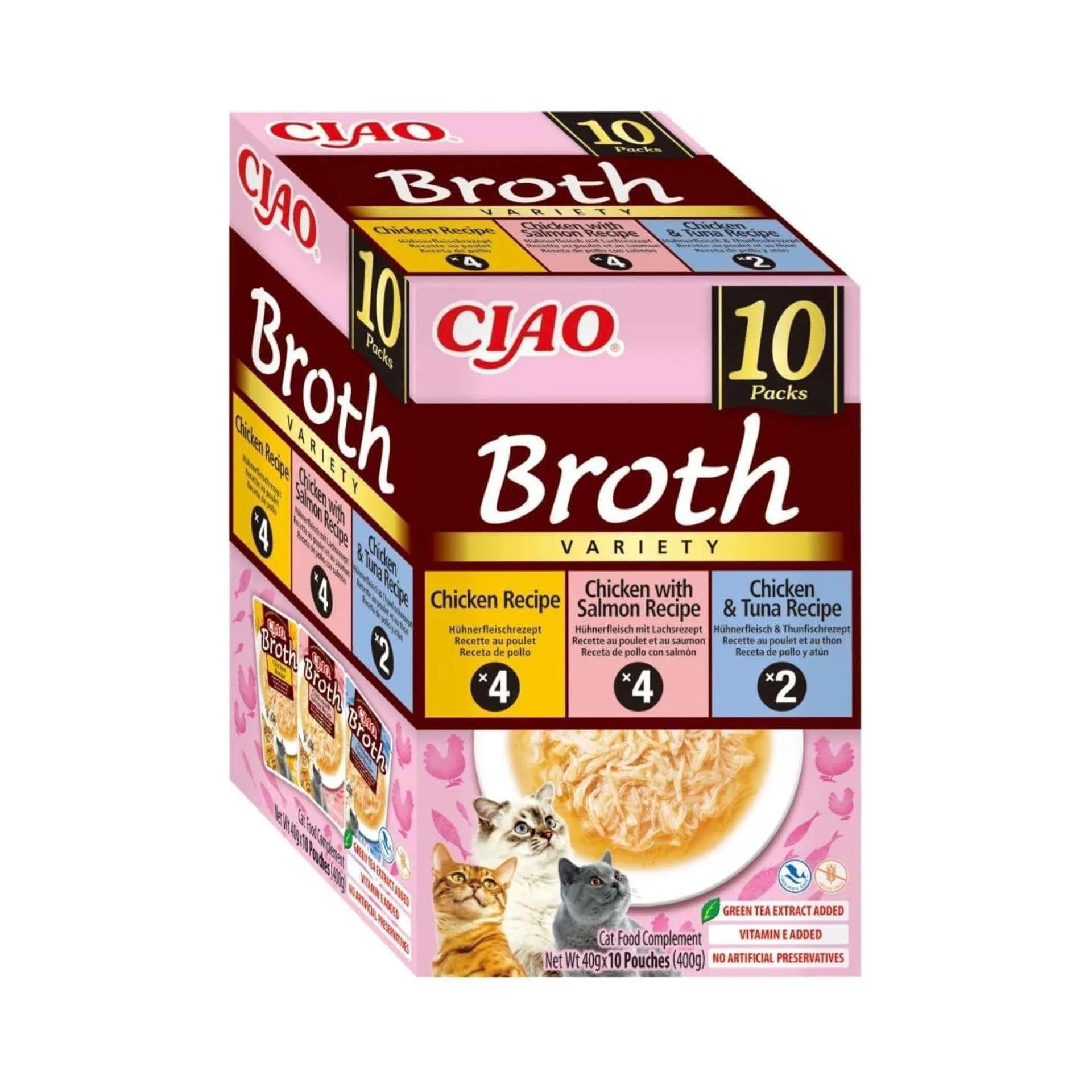 Inaba Ciao Broth Cibo Umido Multipack Pollo, Salmone e Tonno, 400g - immagine 1