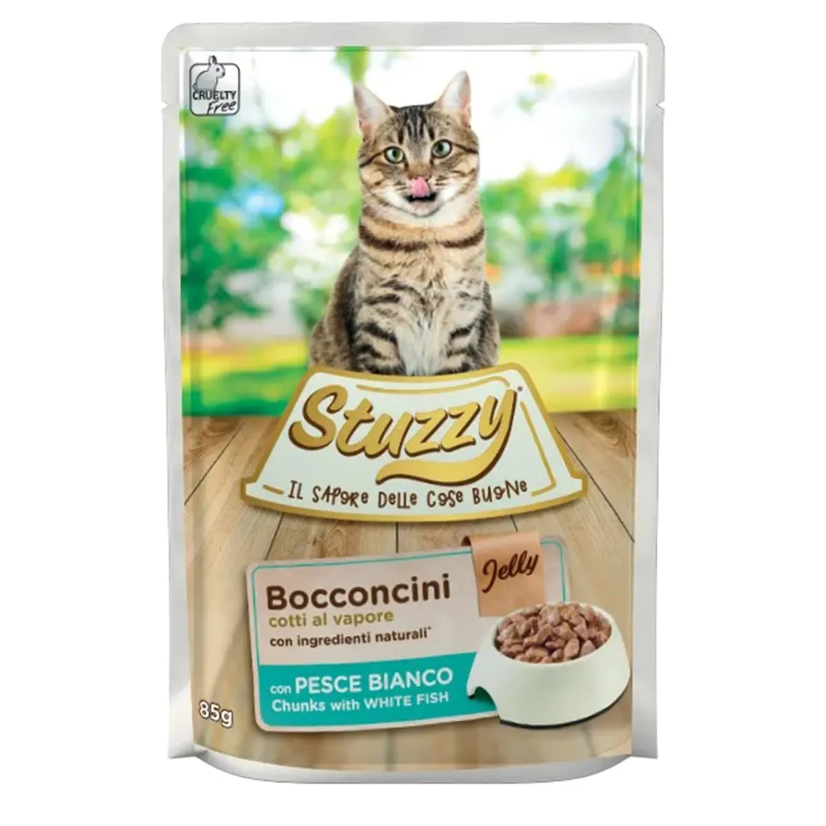 Stuzzy Cibo Umido per Gatti Adulti Pesce Bianco in Bocconcini, 24 x 85g - immagine 1