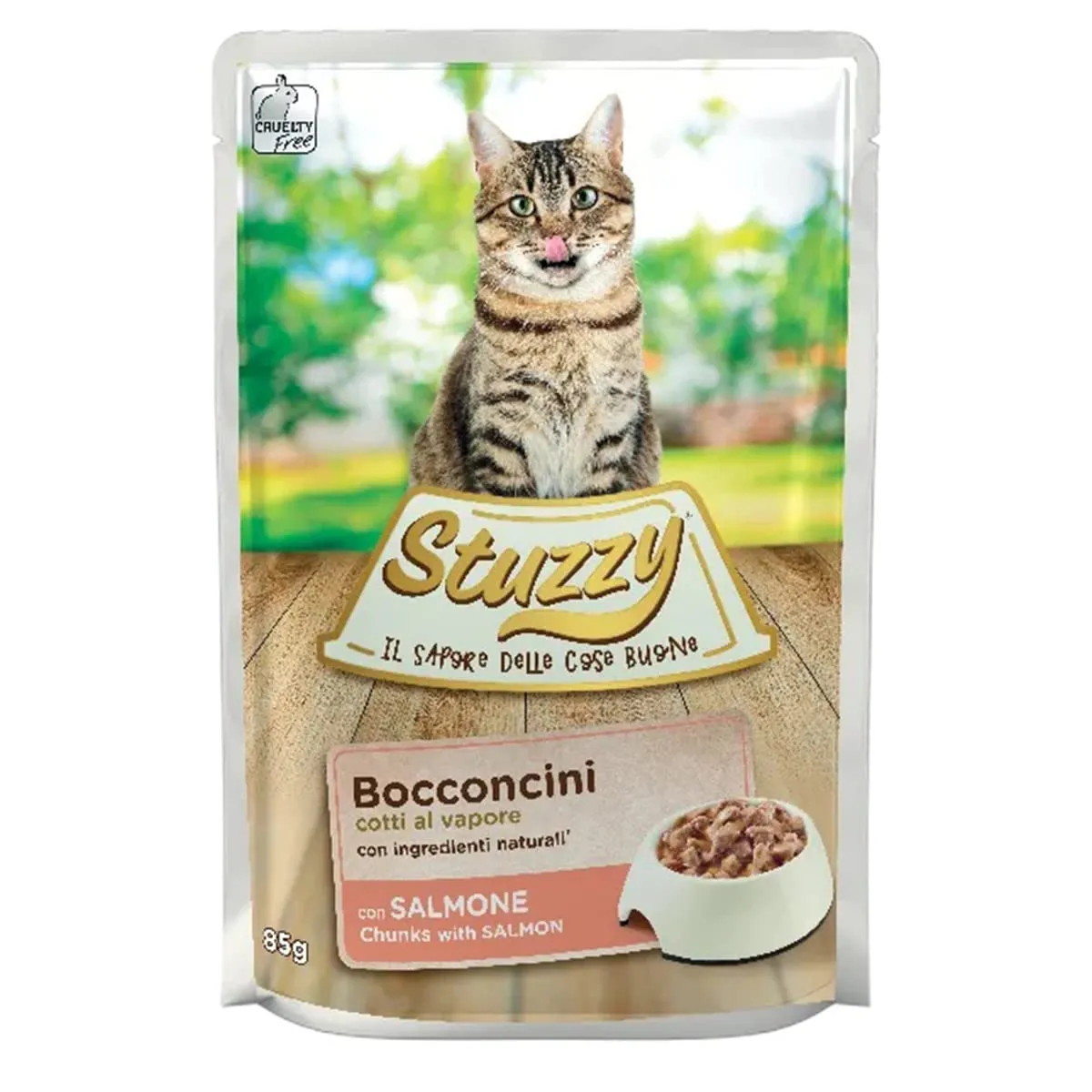 Stuzzy Cibo Umido per Gatti al Salmone in Bocconcini, 24 buste da 85g - immagine 1