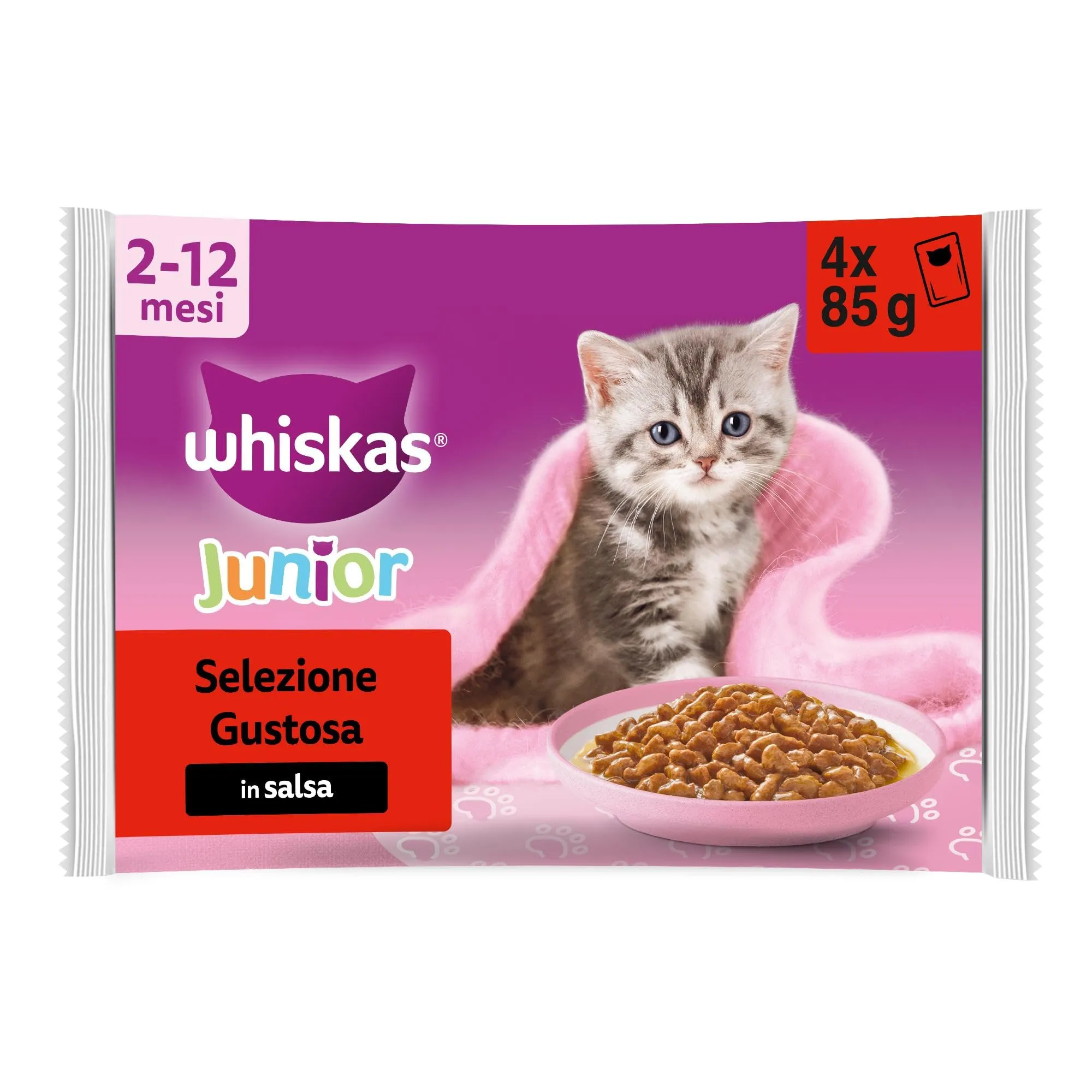Whiskas Junior Cibo Umido per Gattini in Salsa Selezione Gustosa 85g (Pack of 52) - immagine 1