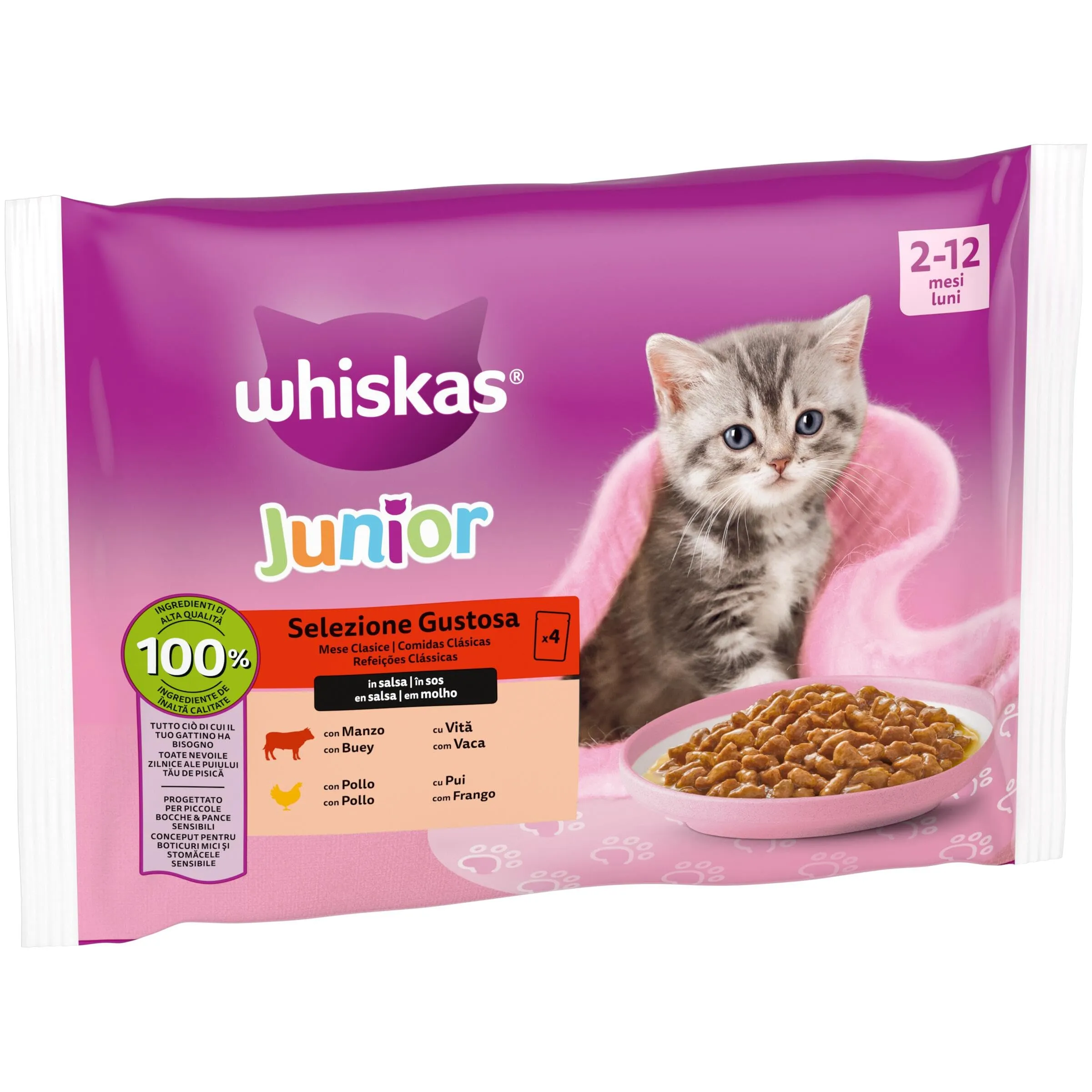 Whiskas Junior Cibo Umido per Gattini in Salsa Selezione Gustosa 85g (Pack of 52) - immagine 2