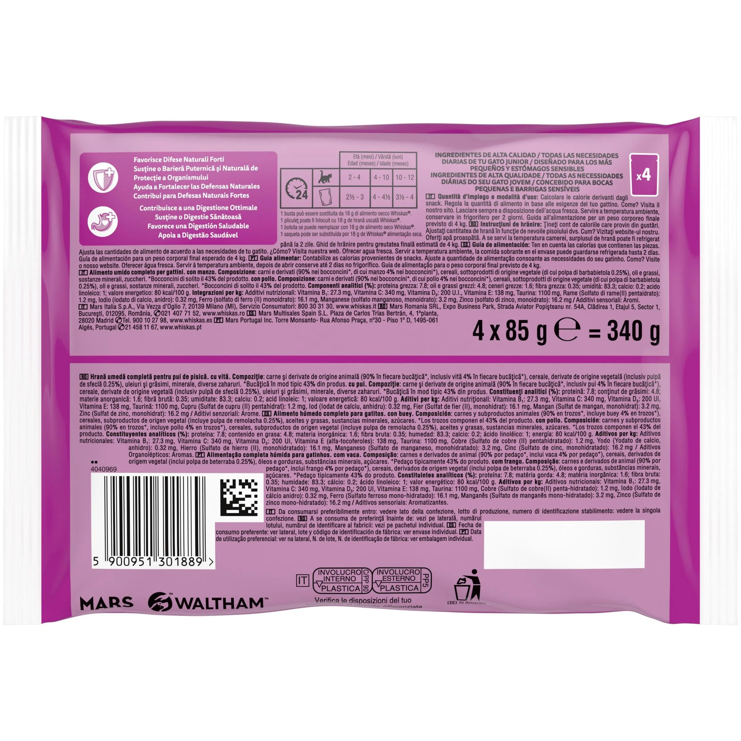 Whiskas Junior Cibo Umido per Gattini in Salsa Selezione Gustosa 85g (Pack of 52) - immagine 3