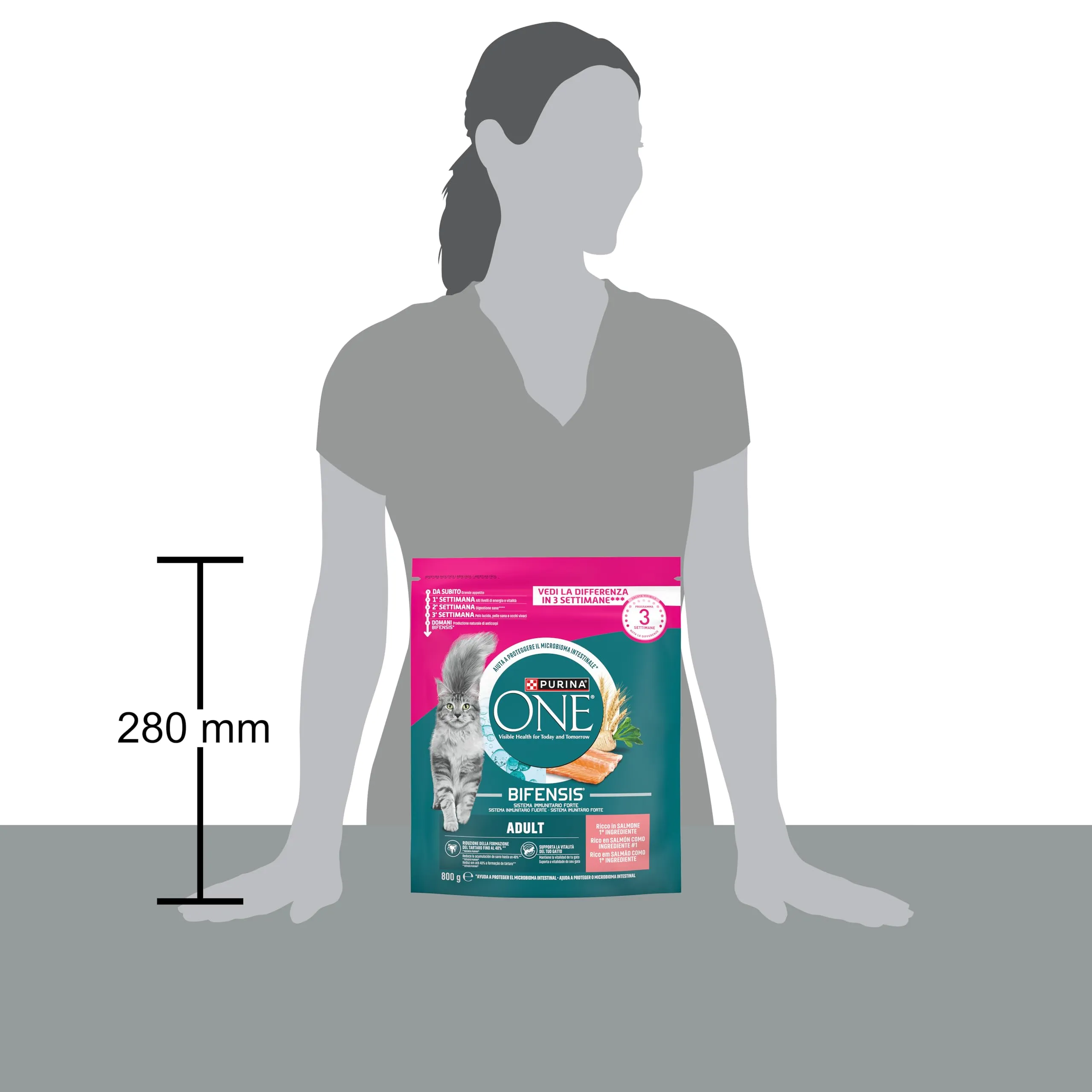 Purina One Bifensis Crocchette per Gatti Adulti con Salmone e Cereali Integrali, 8 x 800g - immagine 4