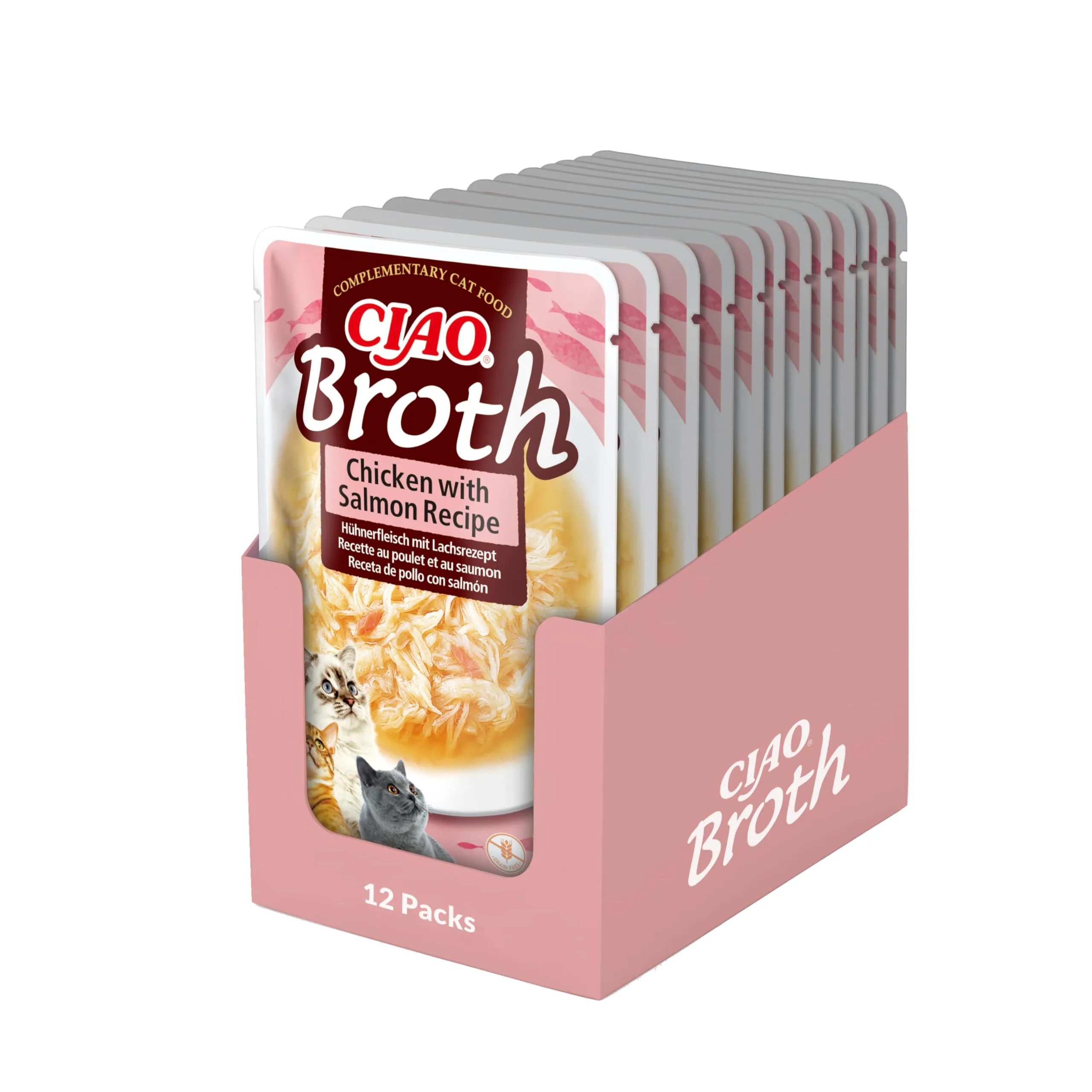 Inaba Ciao Brodo di Pollo e Salmone per Gatti, 12 Buste x 40 g - immagine 1