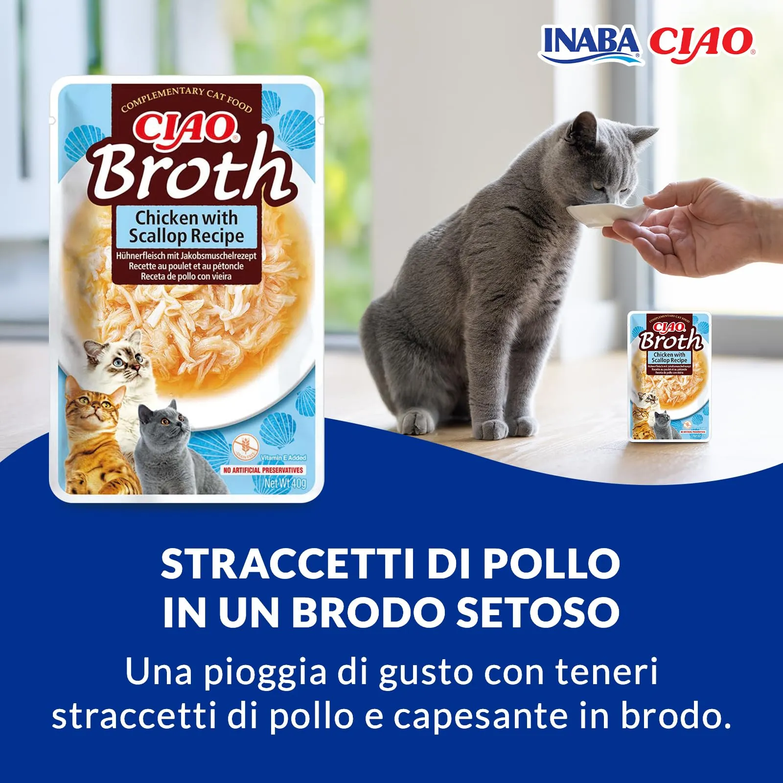 Inaba Ciao Broth Cibo Umido per Gatti al Pollo e Capesante, 40g - immagine 2