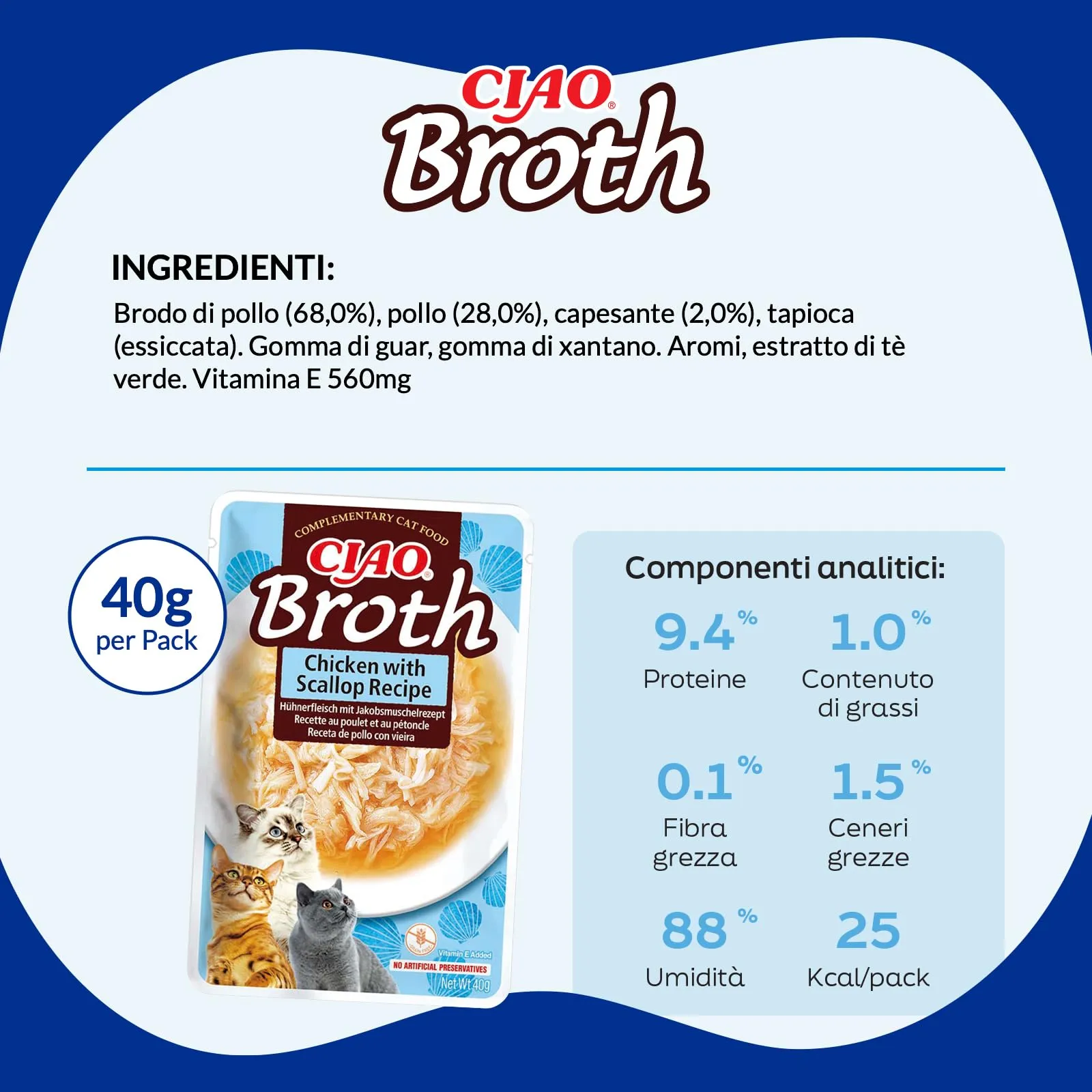 Inaba Ciao Broth Cibo Umido per Gatti al Pollo e Capesante, 40g - immagine 6