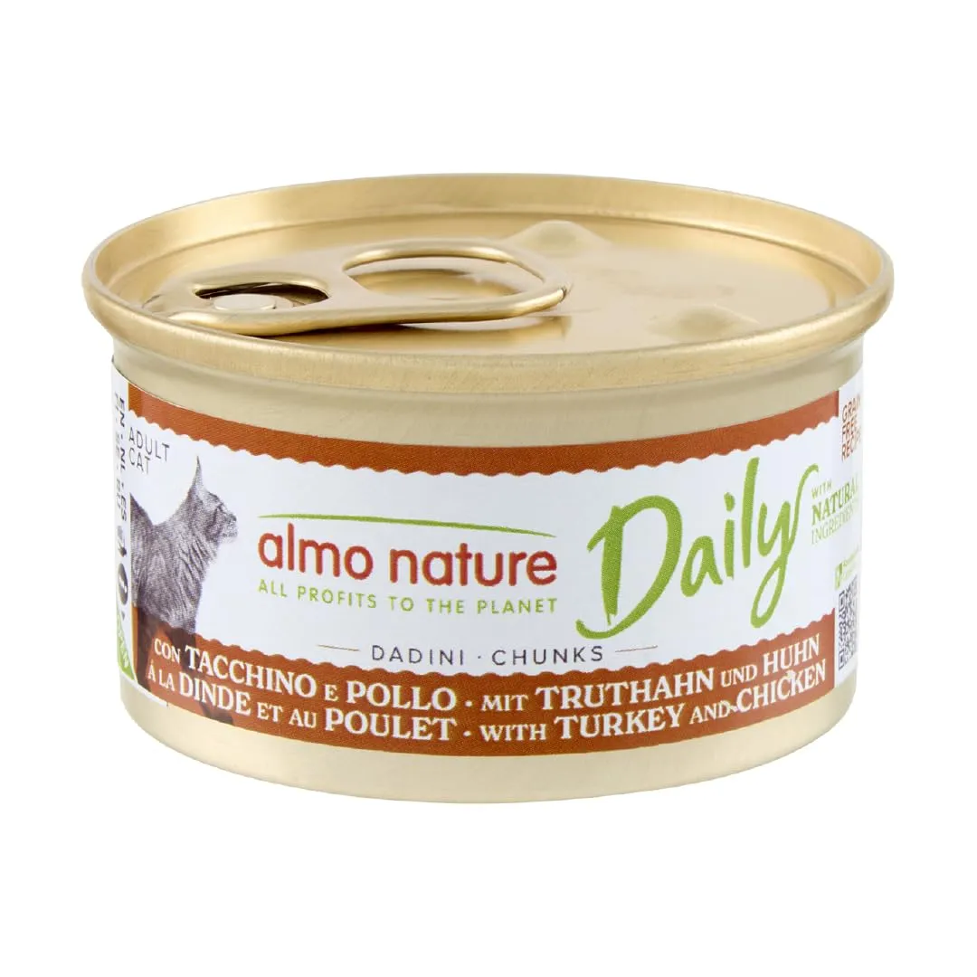 Almo Nature Daily Cibo Umido per Gatti Adulti Dadini Tacchino e Pollo 85 g 24 pezzi - immagine 1