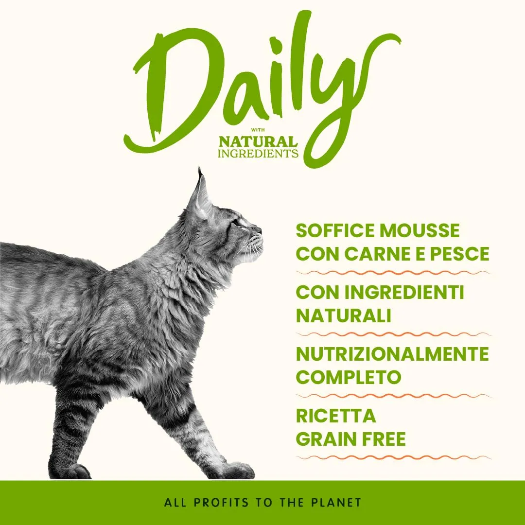 Almo Nature Daily Cibo Umido per Gatti Adulti Mousse Trota 85 g, Confezione da 24 - immagine 2