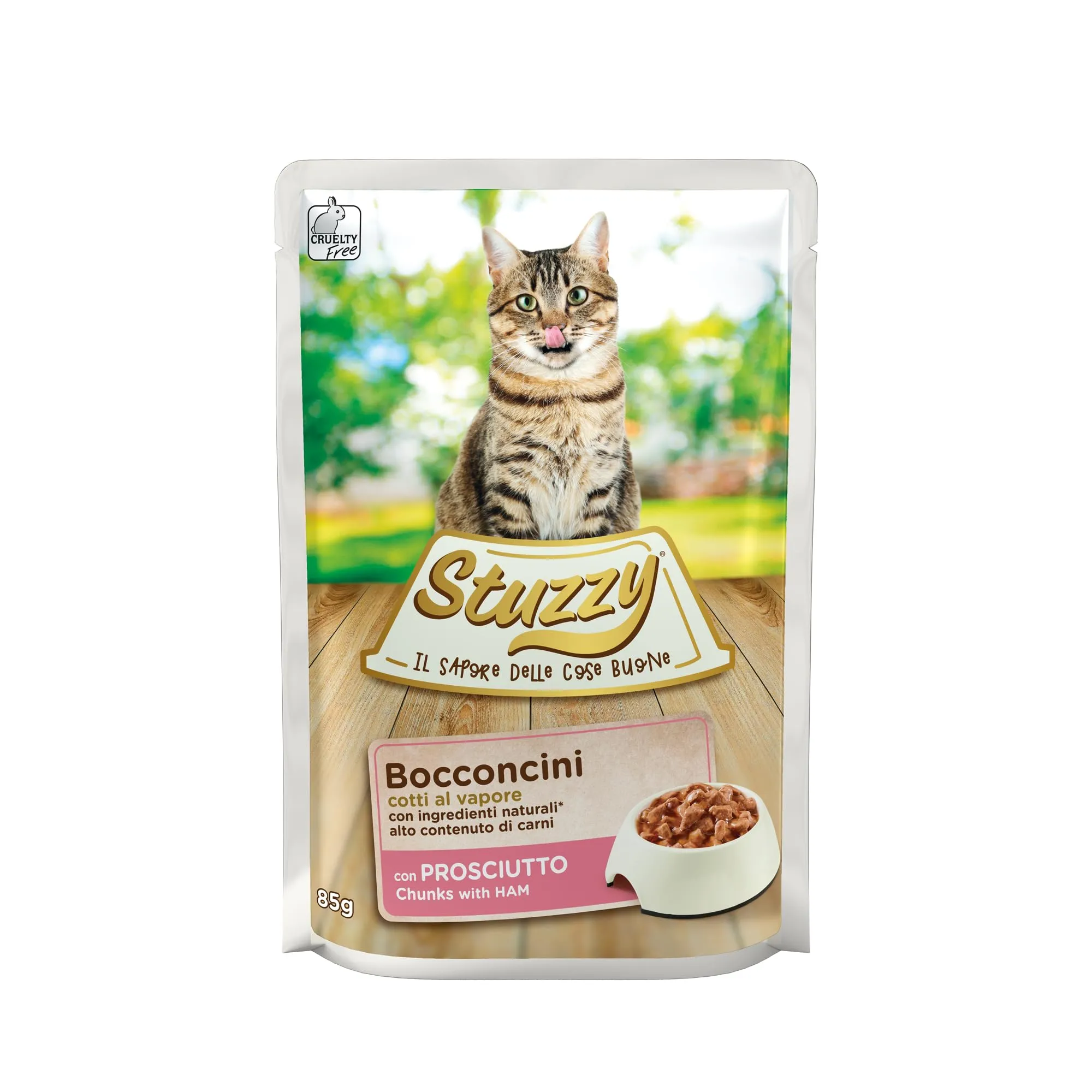Stuzzy Cibo Umido per Gatti Adulti con Prosciutto in Bocconcini, 24 x 85g - immagine 1