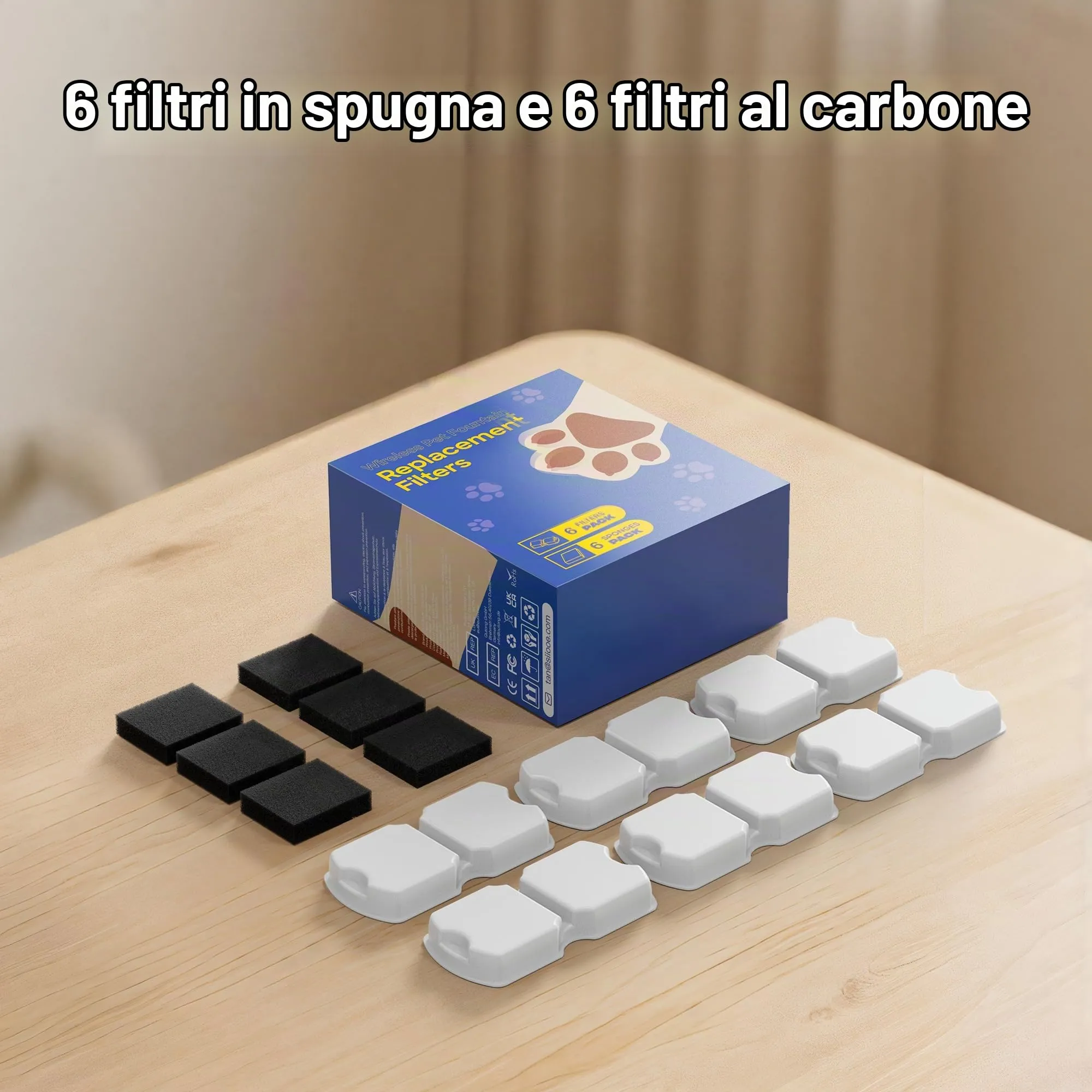 GIOTOHUN Filtri per Fontanella Gatti, 6 Filtri a Carbone e 6 Spugne (Set da 12 pezzi) - immagine 8