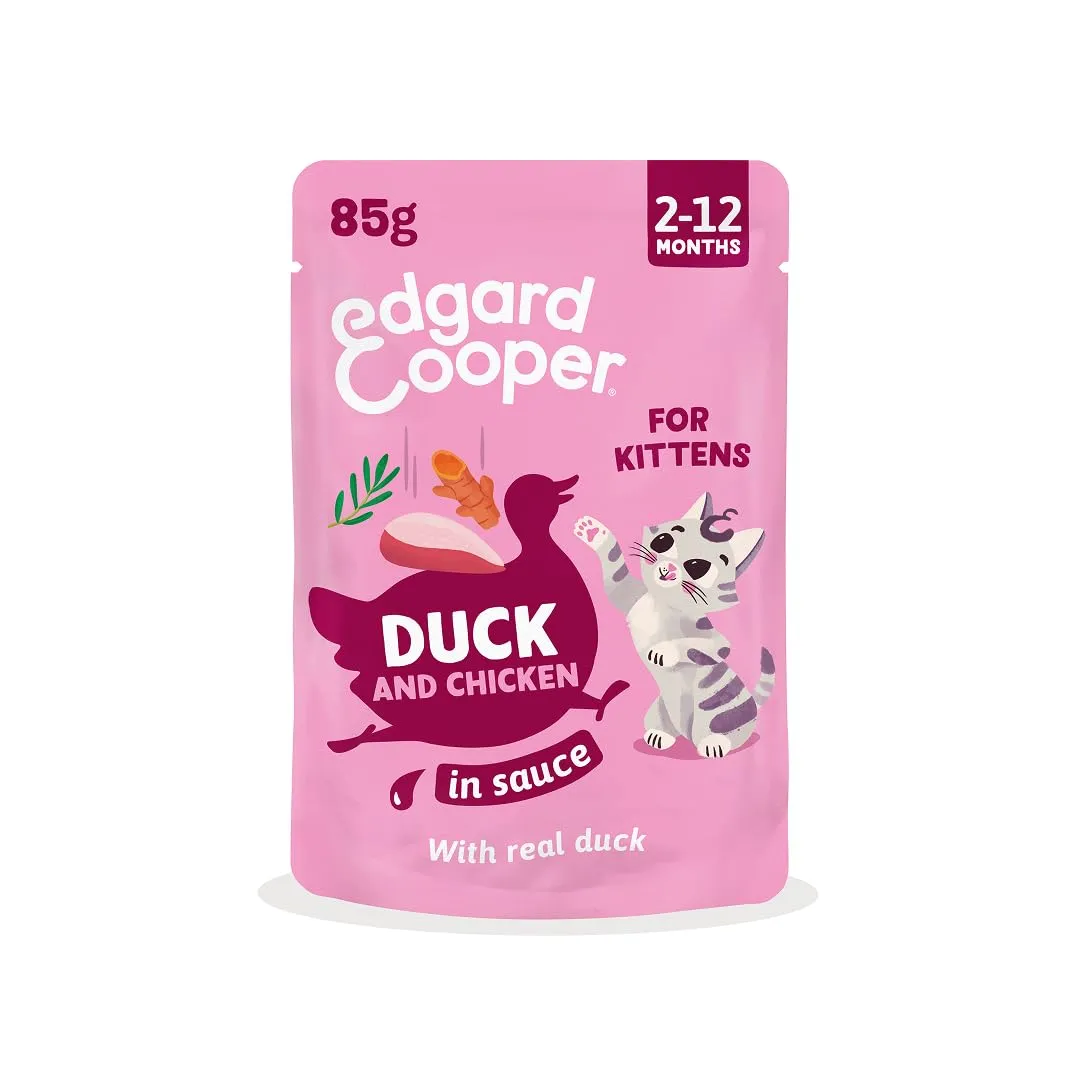 Edgard & Cooper Cibo Umido per Gattini, Anatra e Pollo in salsa, 12x85g - immagine 2