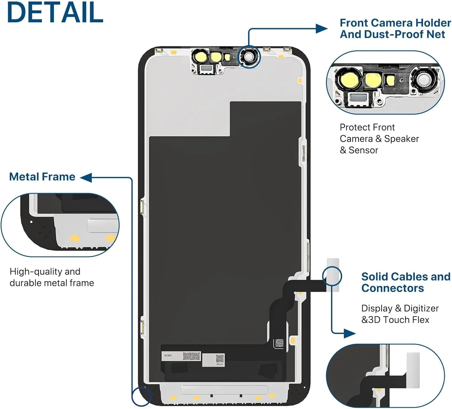Hoonyer Display di Ricambio per iPhone 12 Pro Max, Schermo LCD 3D Touch con Cornice, Strumenti di Riparazione e Protezione Schermo - immagine 5