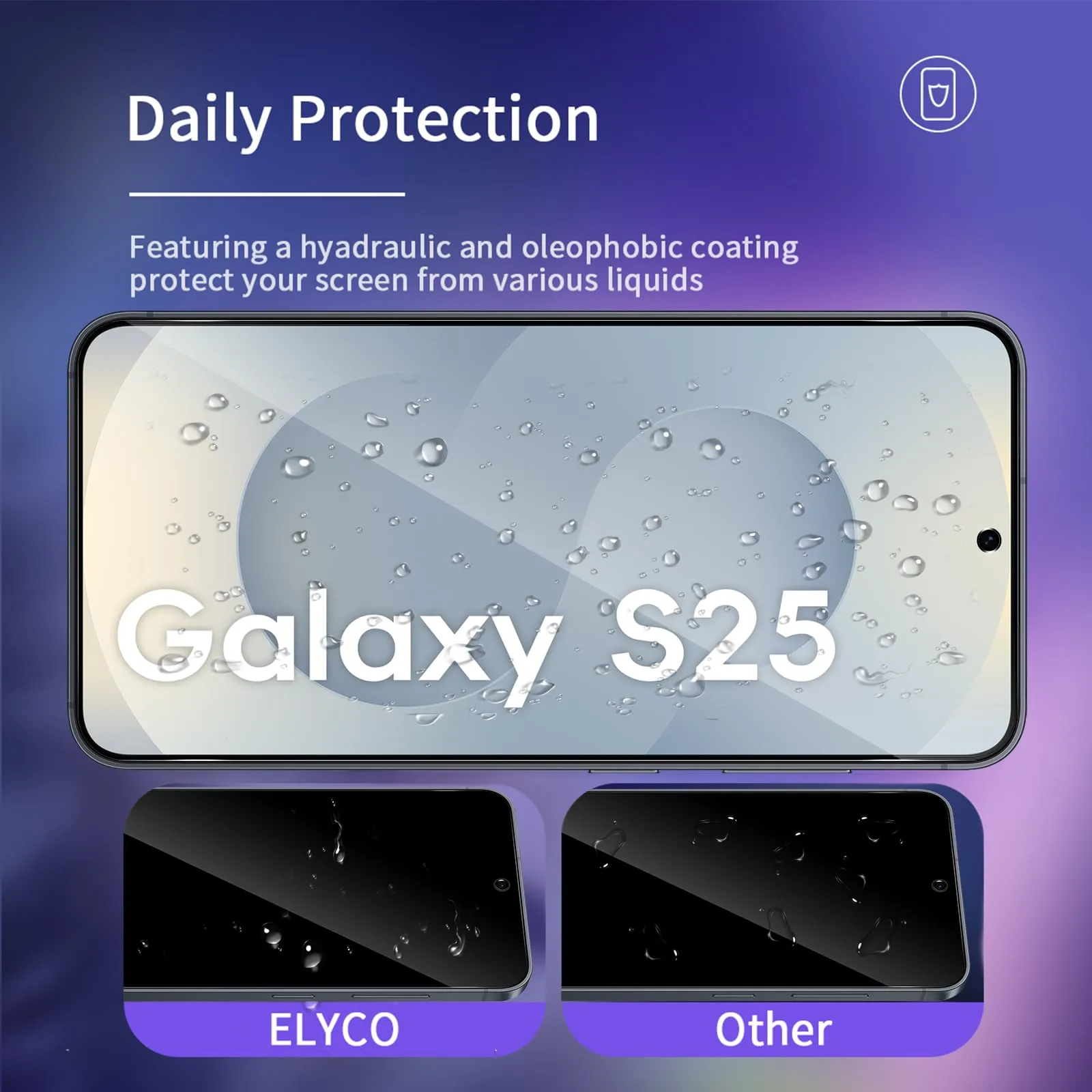 ELYCO Vetro Temperato Privacy per Samsung Galaxy S25 5G, 2 Pezzi - immagine 4