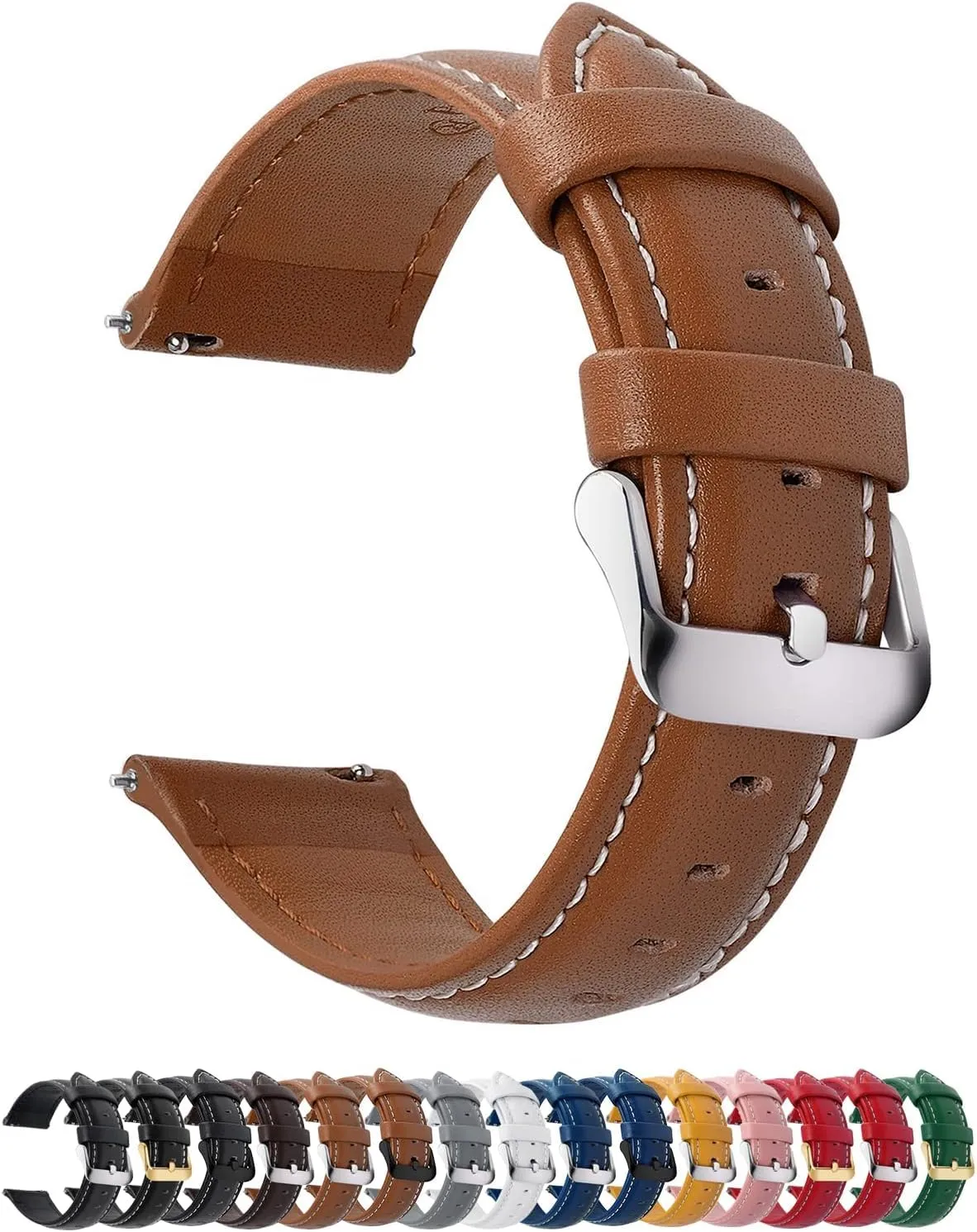 Fullmosa Cinturino Orologio 21mm in Pelle Sgancio Rapido, Marrone - immagine 1