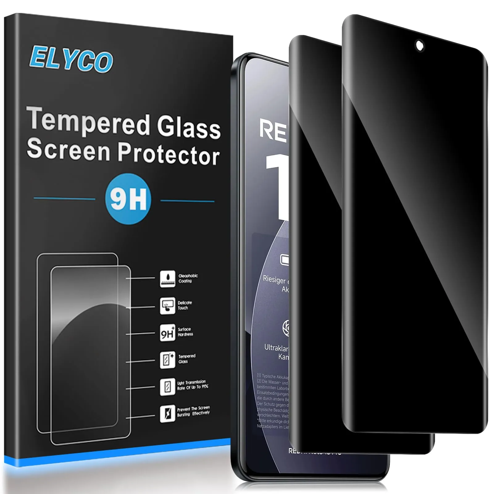 ELYCO Vetro Temperato Privacy per Xiaomi Redmi Note 15 Pro 4G, 2 Pezzi - immagine 1