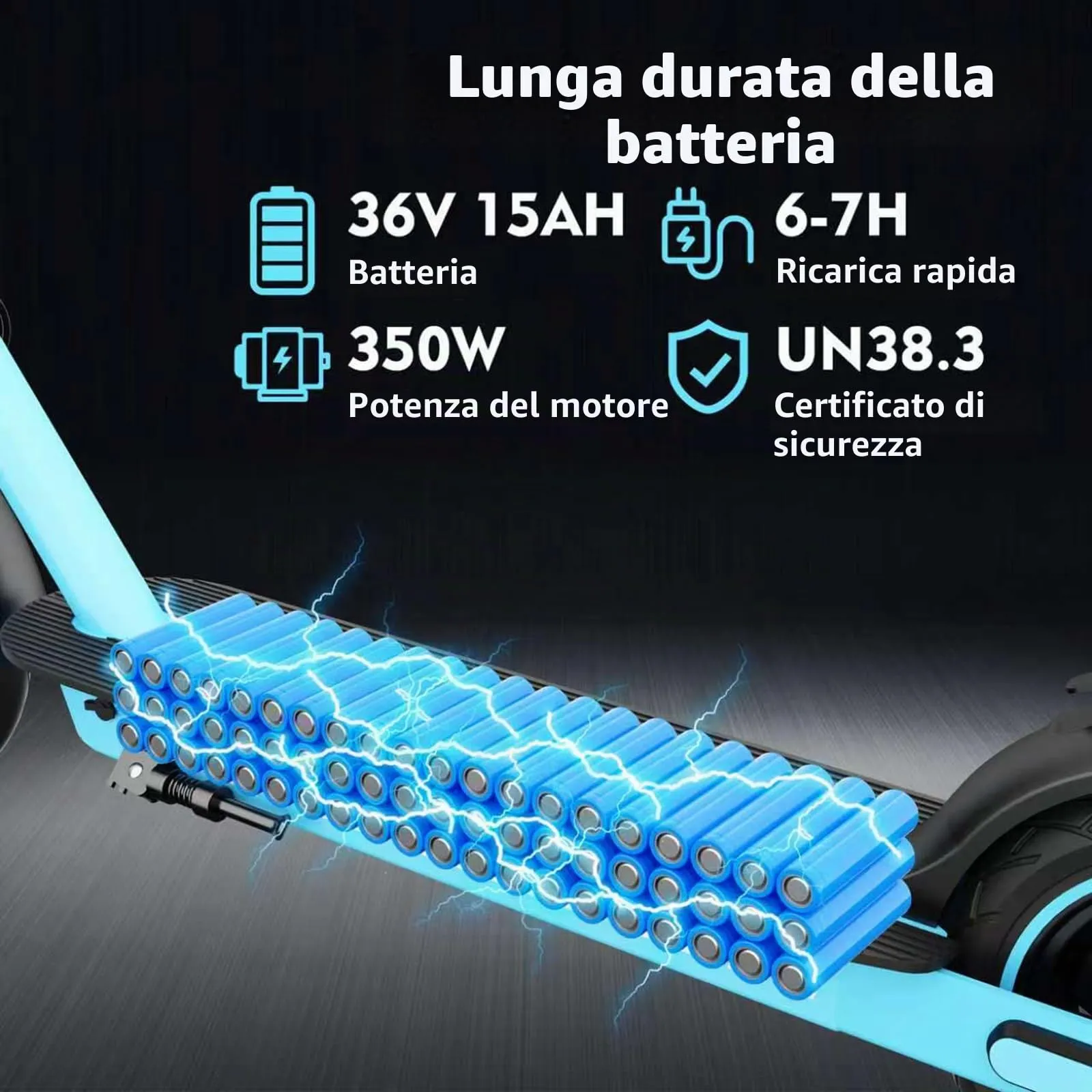 Zephyride D9 Monopattino Elettrico Adulto, Motore 350W, Velocità 25km/h, Autonomia 35-45km, Pneumatici 10", Pieghevole, Carico Max 120kg - immagine 2