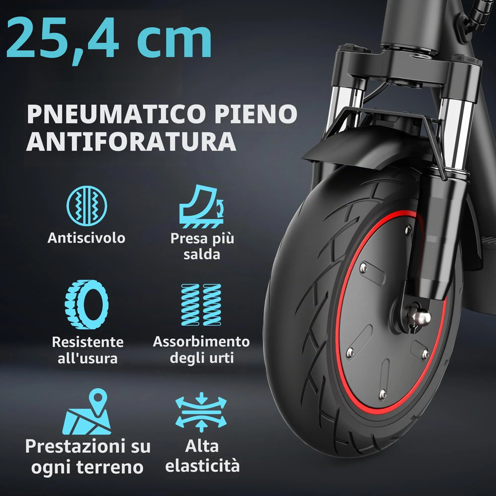 Zephyride D9 Monopattino Elettrico Adulto, Motore 350W, Velocità 25km/h, Autonomia 35-45km, Pneumatici 10", Pieghevole, Carico Max 120kg - immagine 3