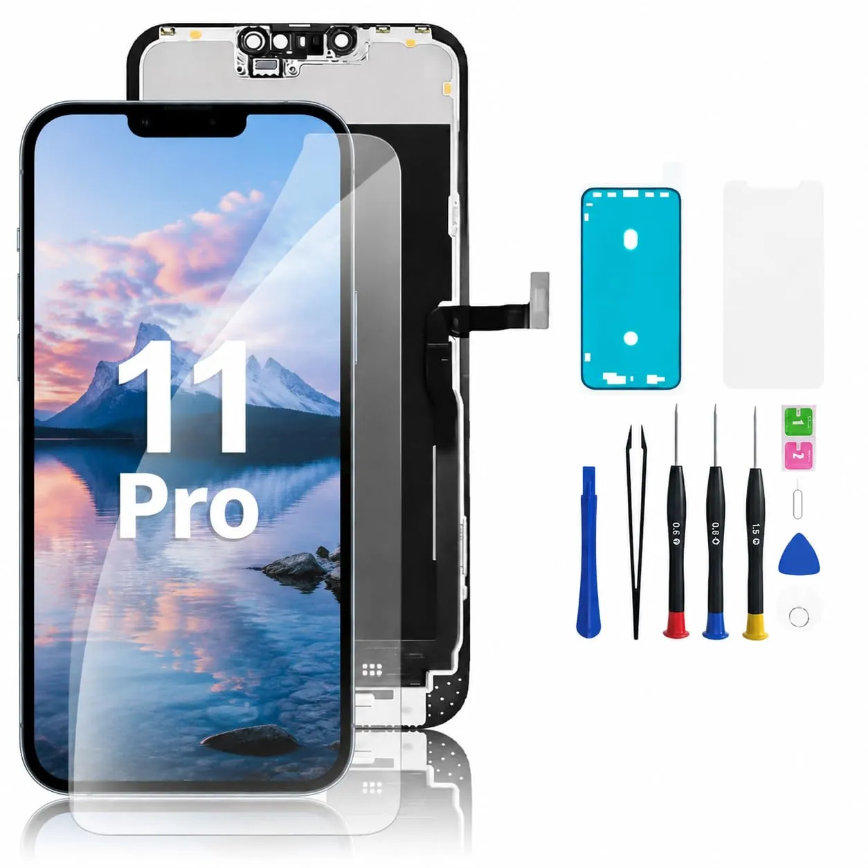Hoonyer Display Set di Ricambio per iPhone 11 Pro, Schermo 3D Touch con Cornice, Digitalizzatore e Kit di Riparazione - immagine 1