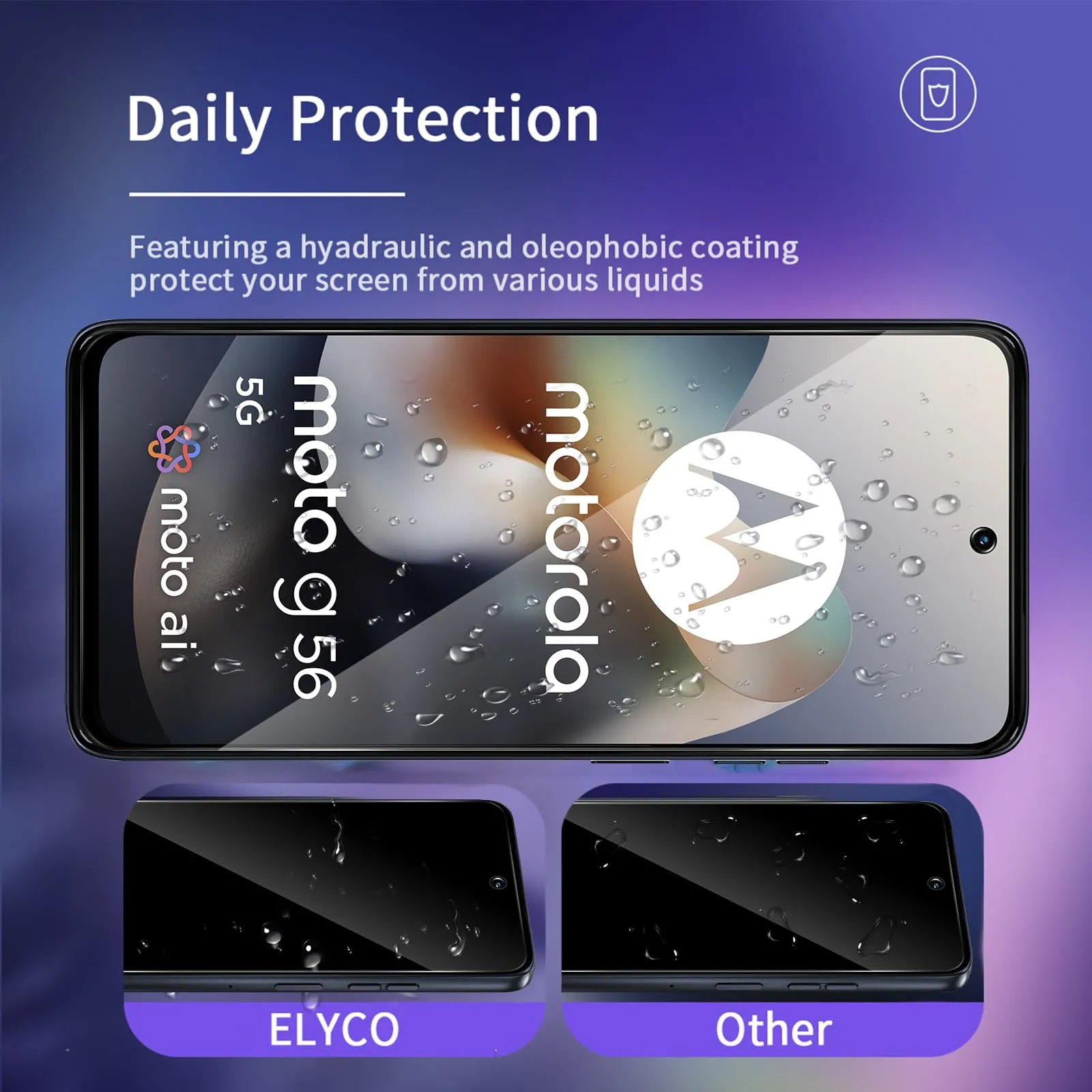 ELYCO Vetro Temperato Privacy per Motorola Moto G56, 2 Pezzi - immagine 4