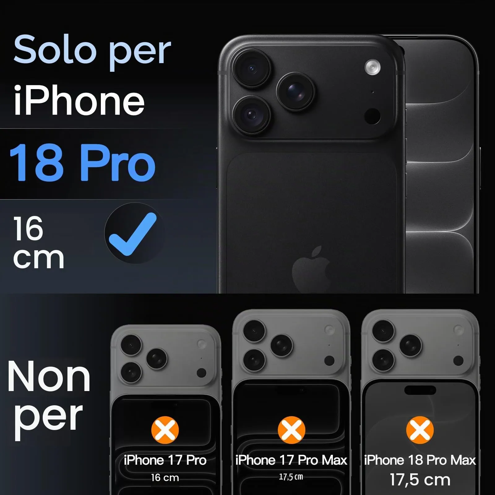 JETech Pellicola Protettiva Fotocamera per iPhone 18 Pro, Nero - immagine 2