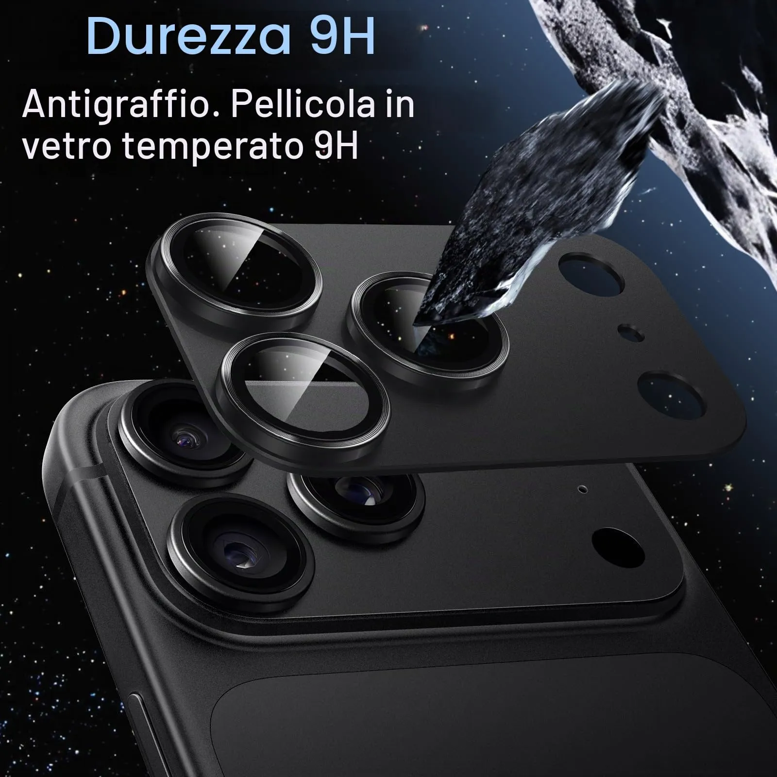 JETech Pellicola Protettiva Fotocamera per iPhone 18 Pro, Nero - immagine 4