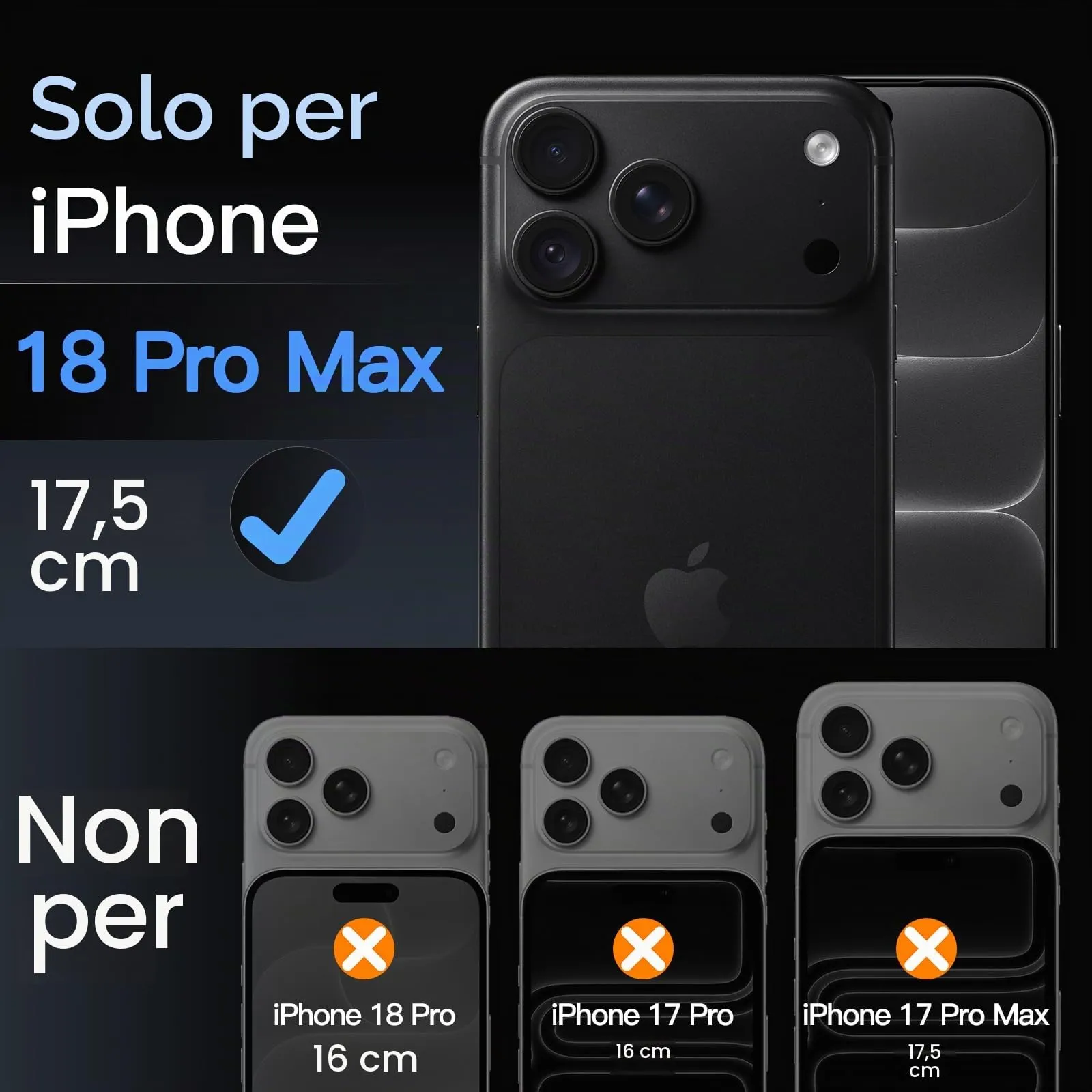 JETech Pellicola Protettiva Fotocamera per iPhone 18 Pro Max, Nero - immagine 2
