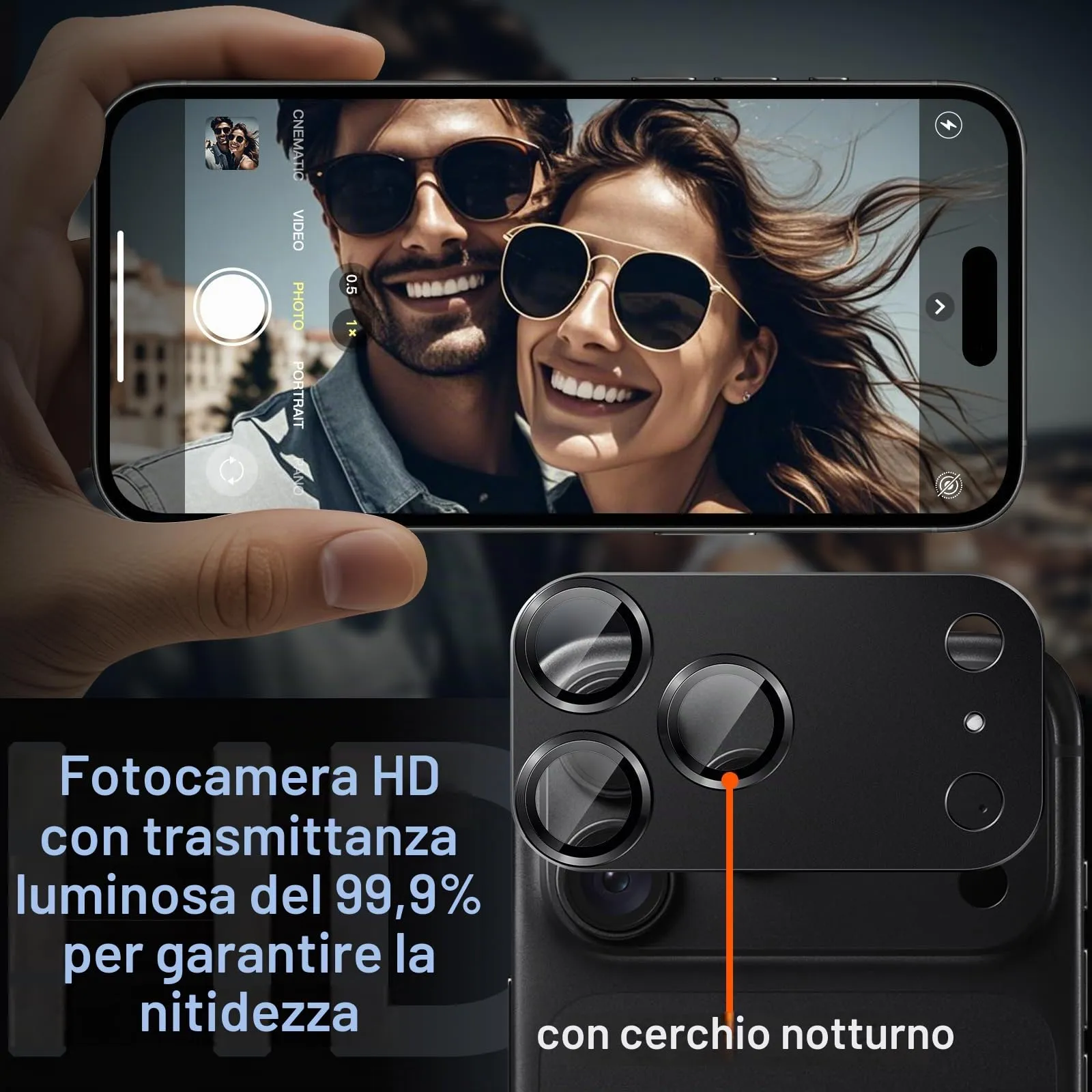 JETech Pellicola Protettiva Fotocamera per iPhone 18 Pro Max, Nero - immagine 6