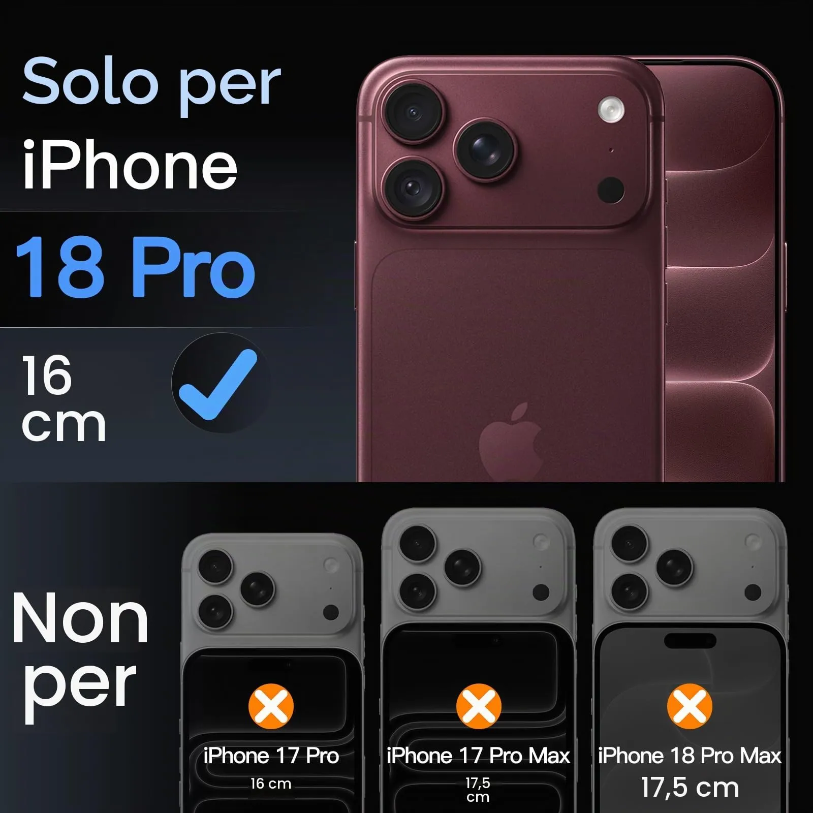 JETech Pellicola Protettiva Fotocamera per iPhone 18 Pro, Ciliegia Scuro - immagine 2