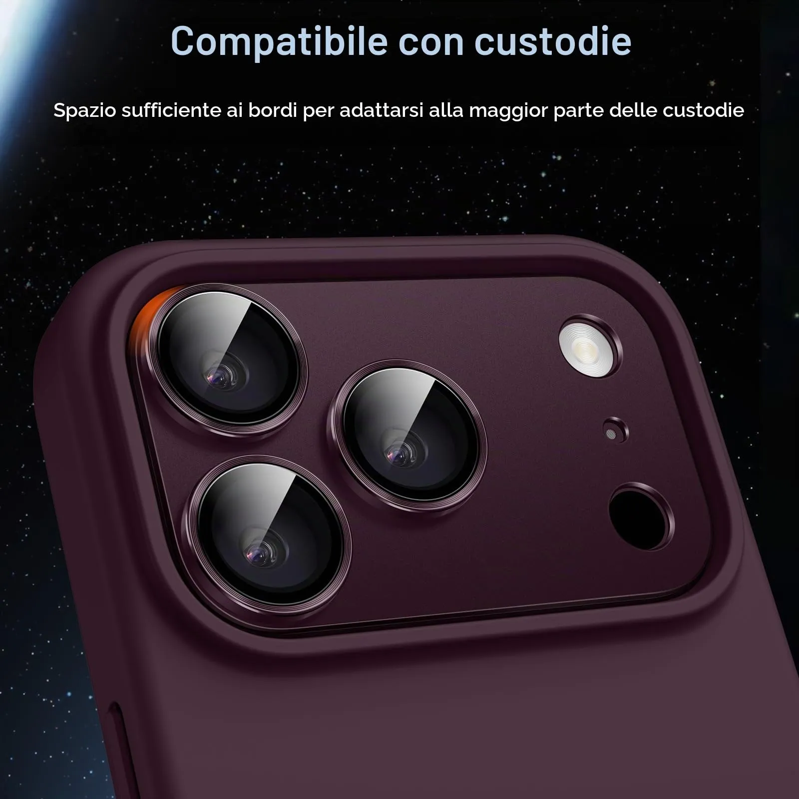 JETech Pellicola Protettiva Fotocamera per iPhone 18 Pro, Ciliegia Scuro - immagine 7