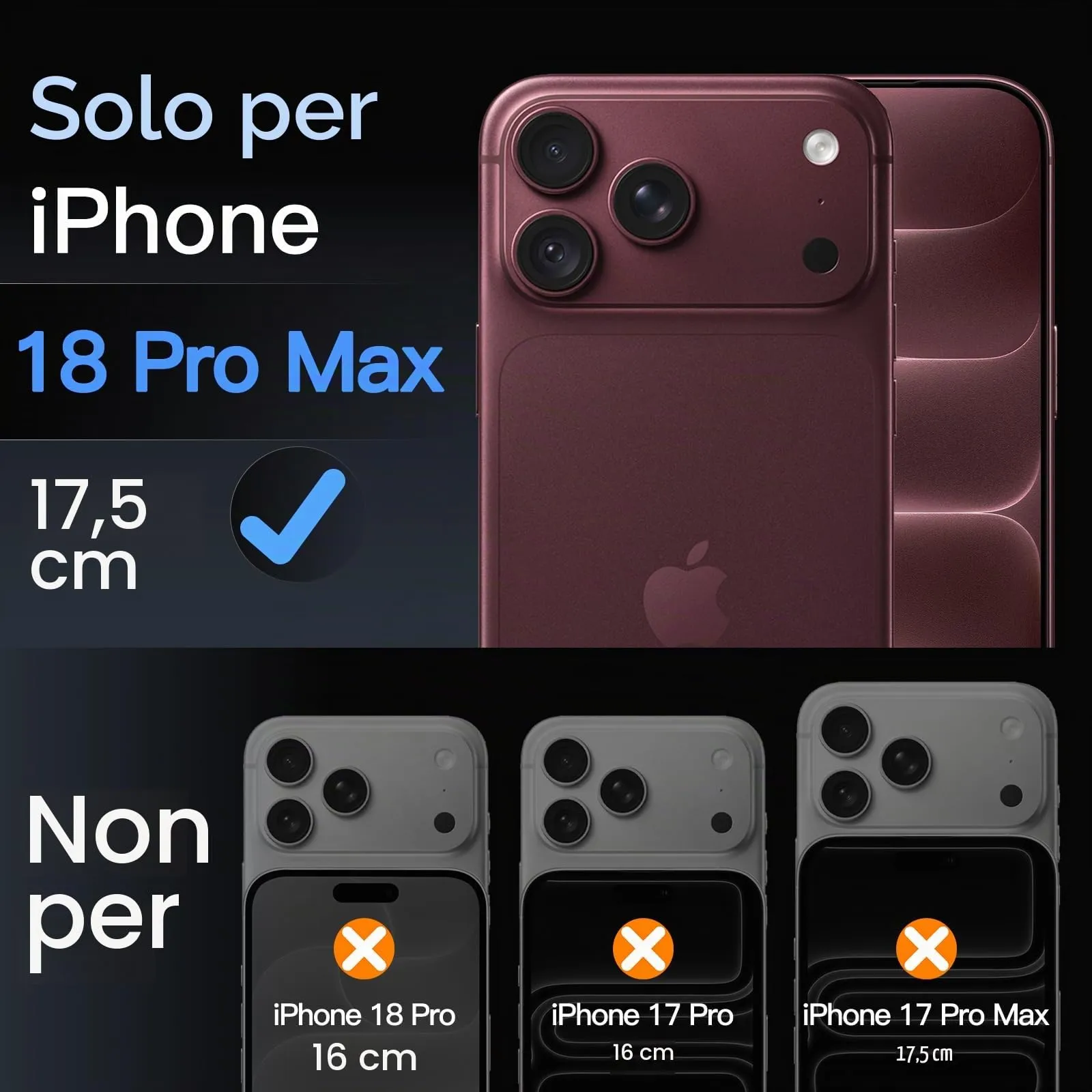 JETech Pellicola Fotocamera per iPhone 18 Pro Max, Ciliegia Scuro - immagine 2