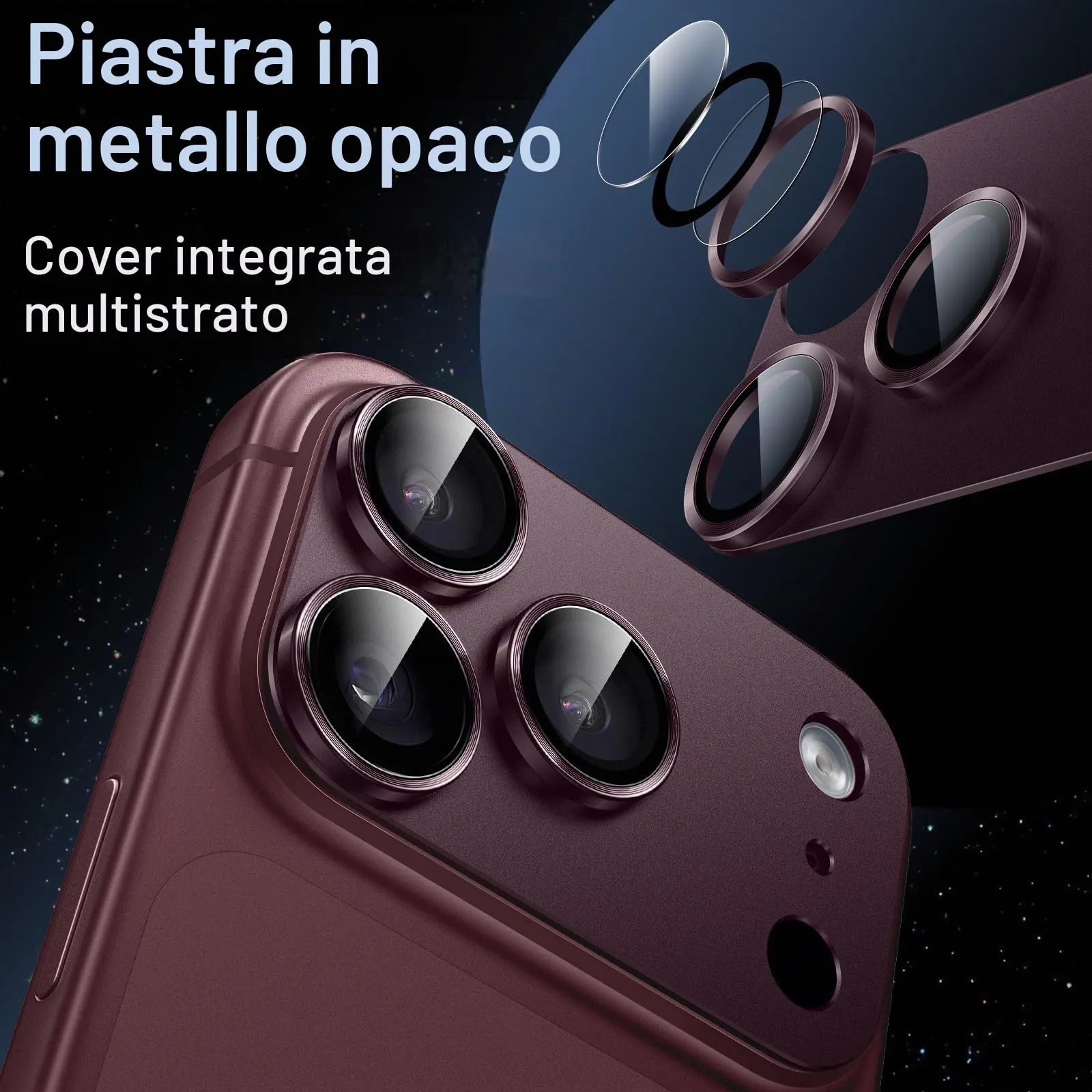 JETech Pellicola Fotocamera per iPhone 18 Pro Max, Ciliegia Scuro - immagine 3