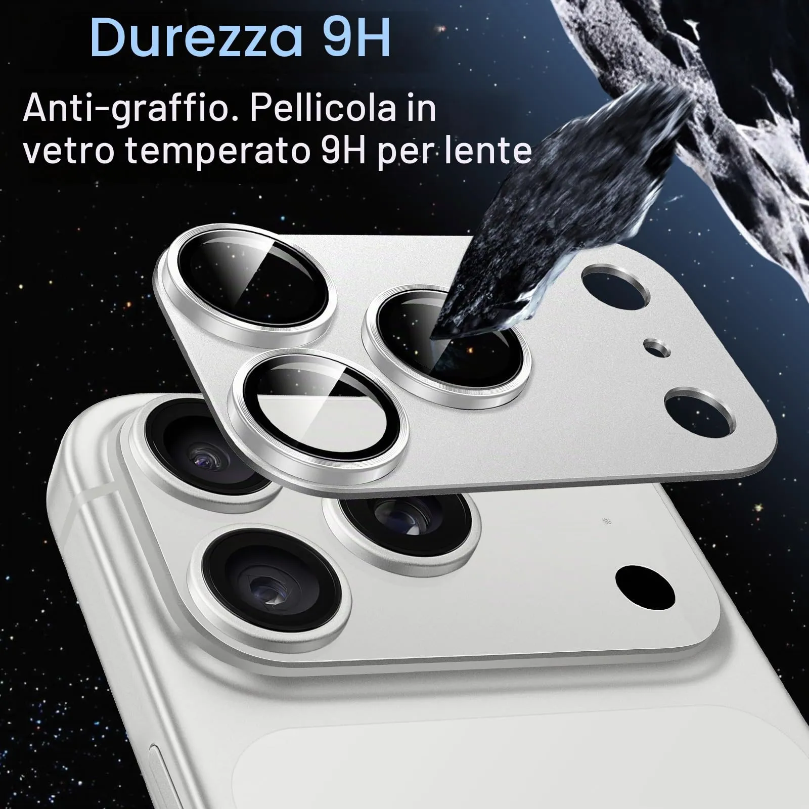 JETech Pellicola Protettiva Fotocamera per iPhone 18 Pro, Argento - immagine 4