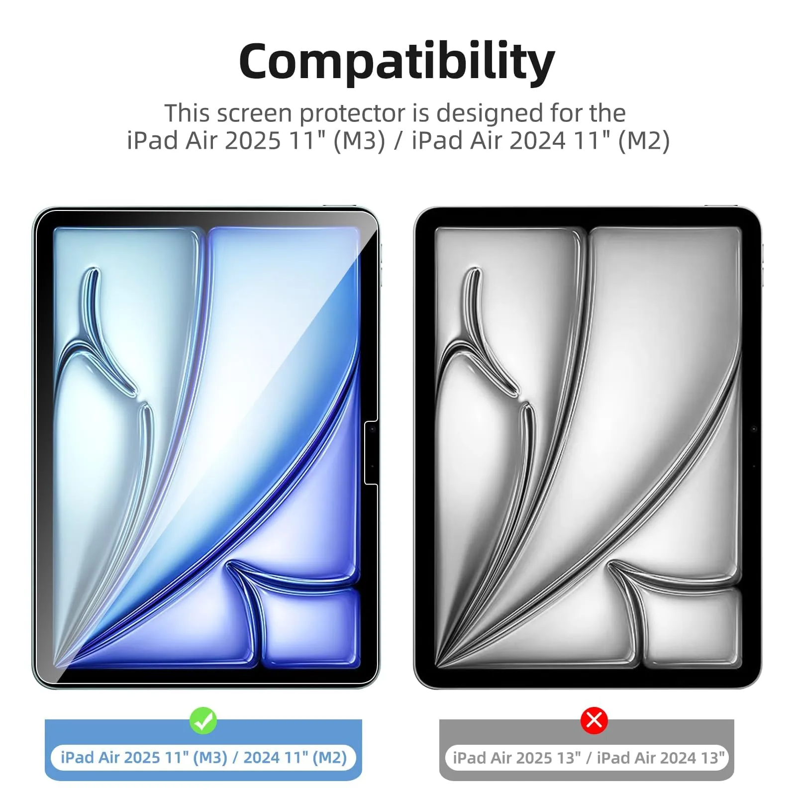 NEW'C Pellicola in Vetro Temperato per iPad Air 11 pollici (M3) 2025 / (M2) 2024 - immagine 2