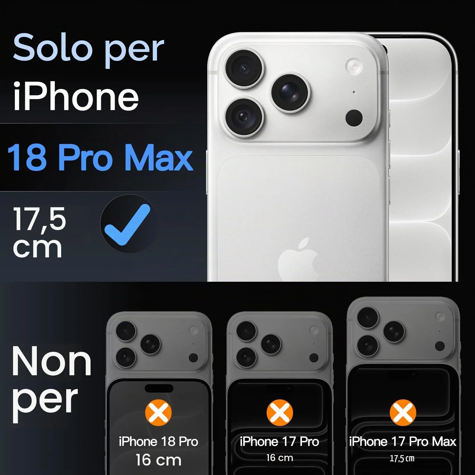 JETech Pellicola Protettiva Fotocamera per iPhone 18 Pro Max, Argento - immagine 2