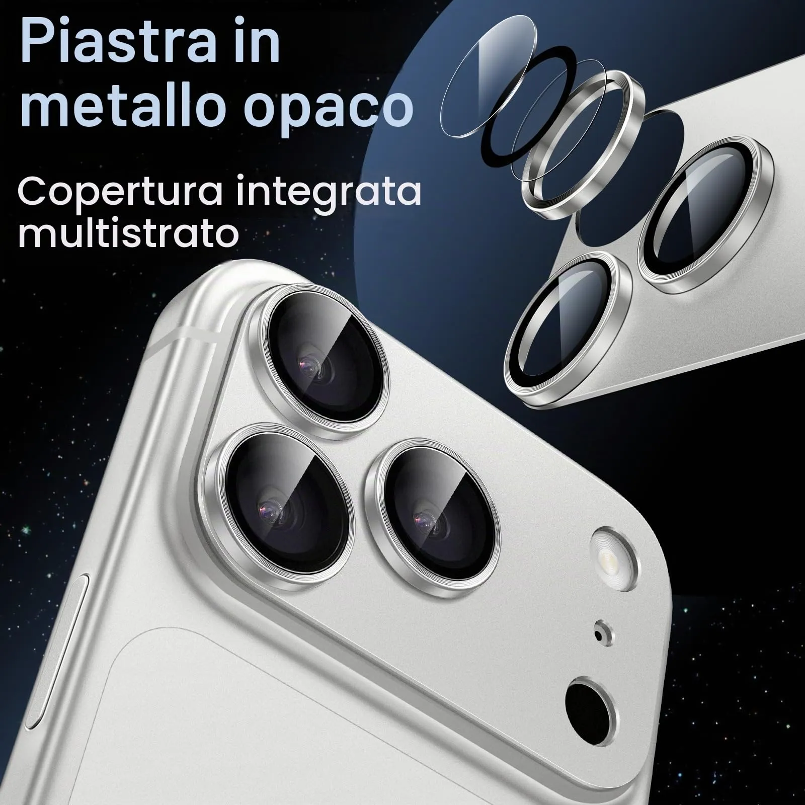 JETech Pellicola Protettiva Fotocamera per iPhone 18 Pro Max, Argento - immagine 3