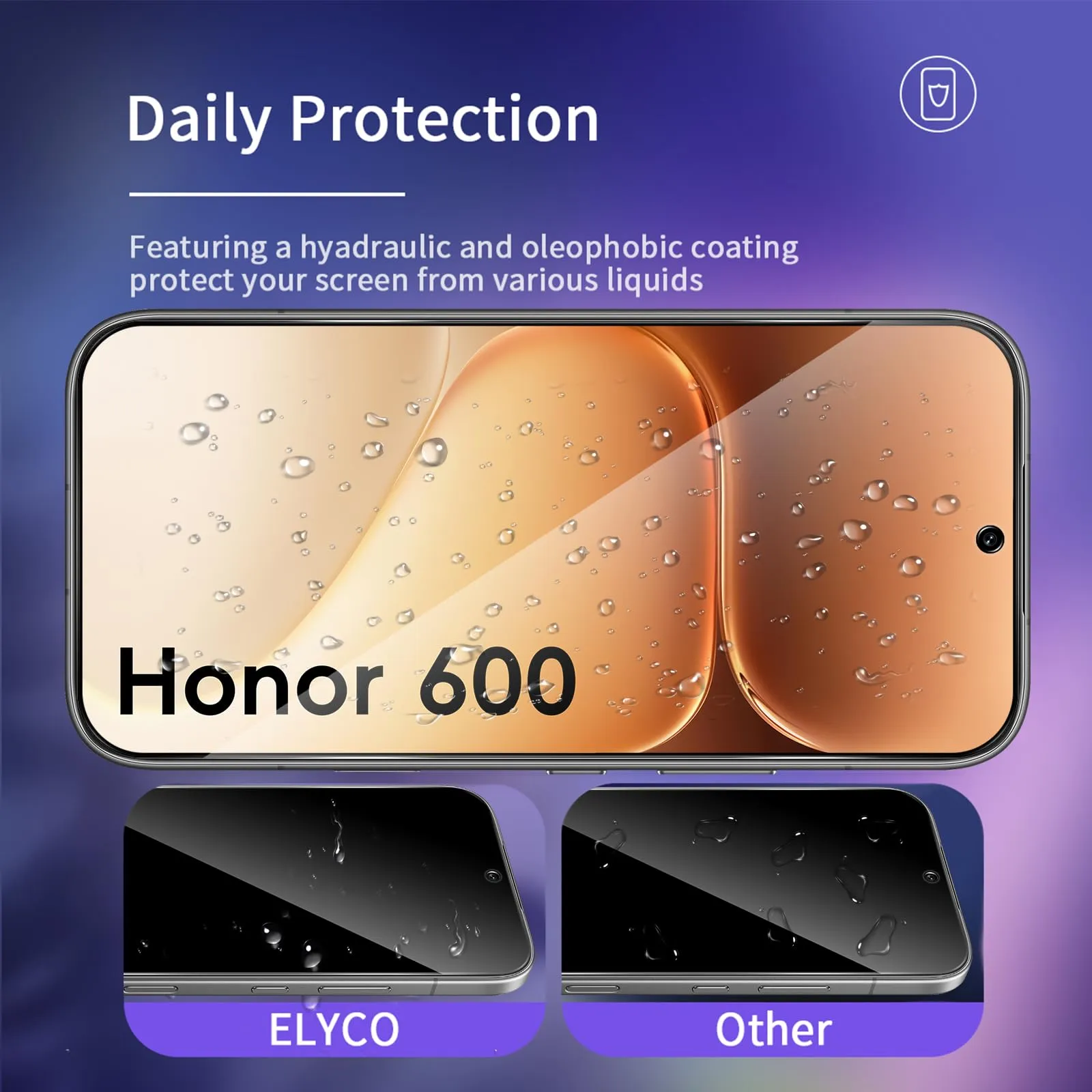 ELYCO Vetro Temperato Privacy per Honor 600, 2 Pezzi - immagine 4