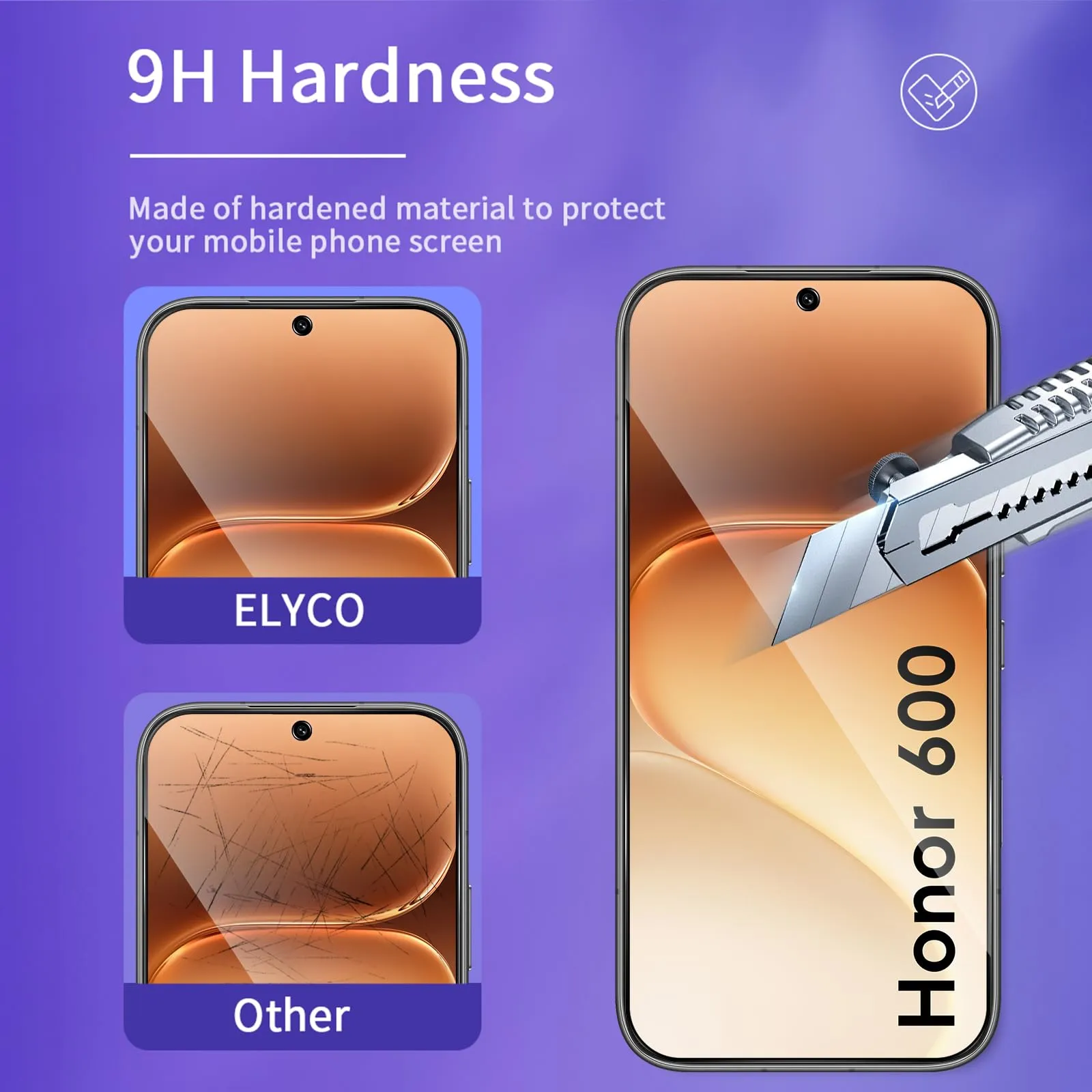 ELYCO Vetro Temperato Privacy per Honor 600, 2 Pezzi - immagine 5