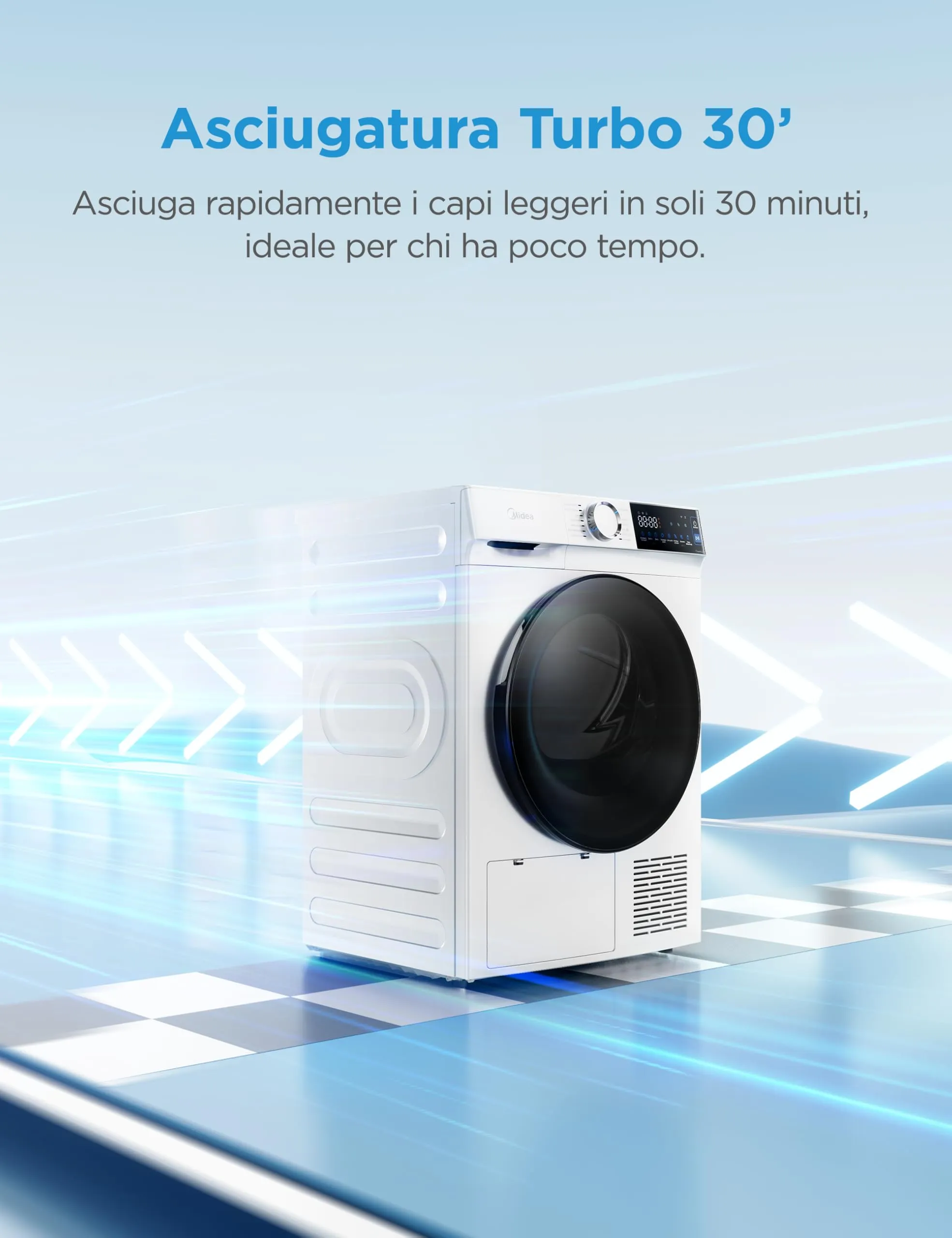Midea Serie V5 Asciugatrice Pompa di Calore 9 kg MDV5EH90WBC - immagine 6