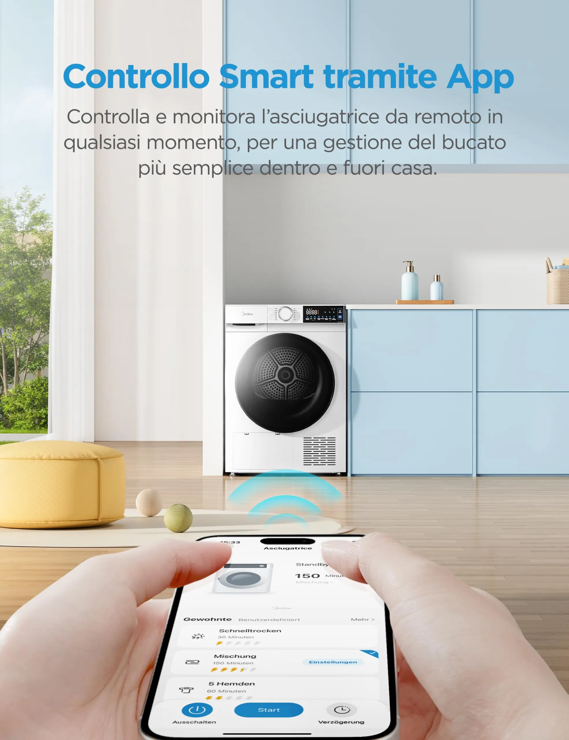 Midea Serie V5 Asciugatrice Pompa di Calore 9 kg MDV5EH90WBC - immagine 11