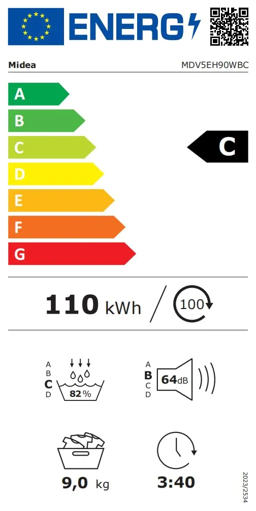 Midea Serie V5 Asciugatrice Pompa di Calore 9 kg MDV5EH90WBC - immagine 12