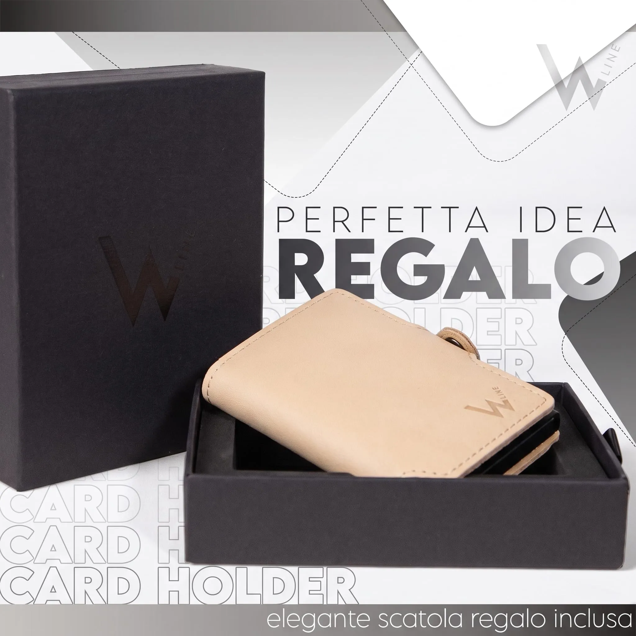 WLine Portafoglio Donna e Uomo Piccolo con RFID e Zip, Pelle PU, Sabbia Vintage - immagine 5